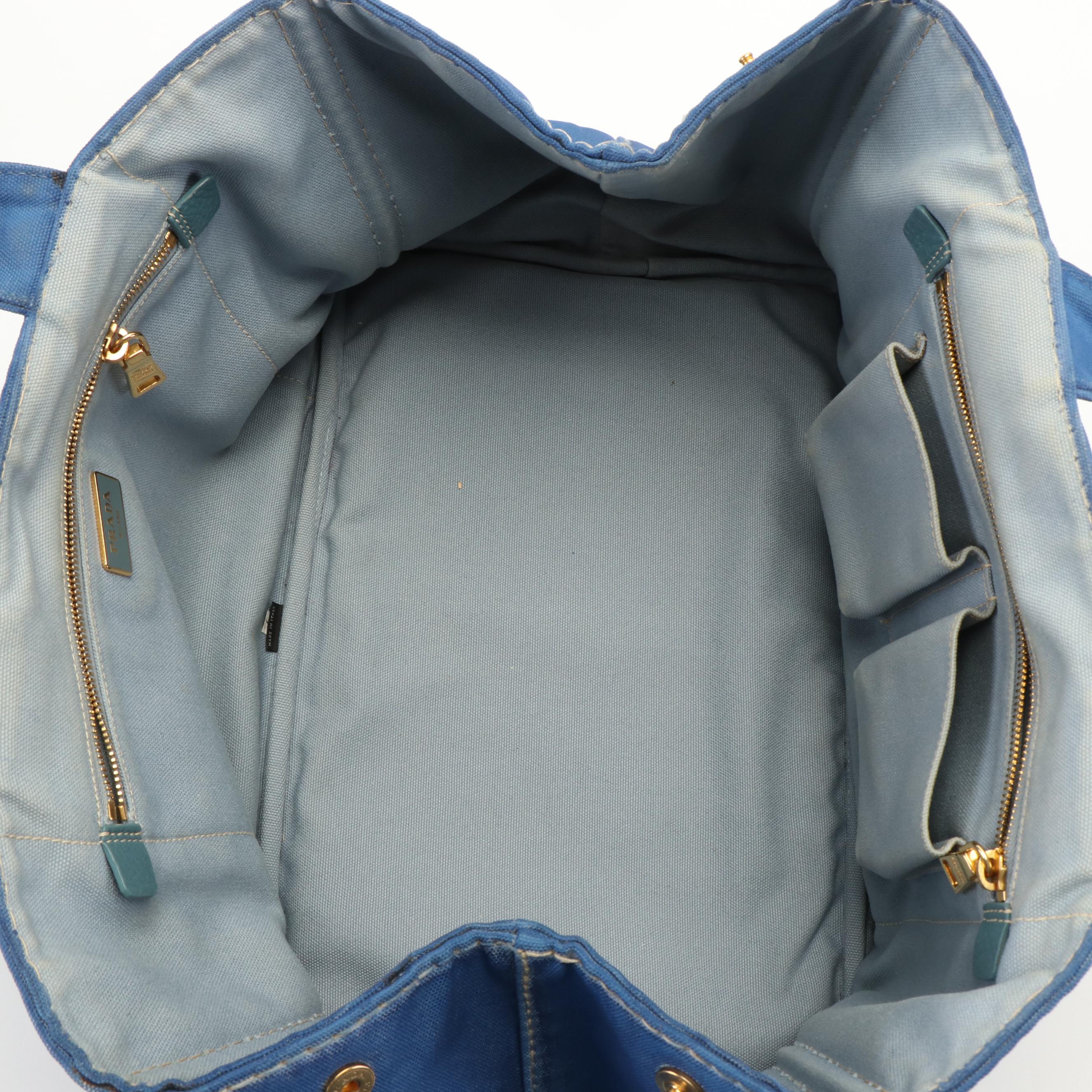 Prada Periwinkle Blue Canapa Logo Tote Bag