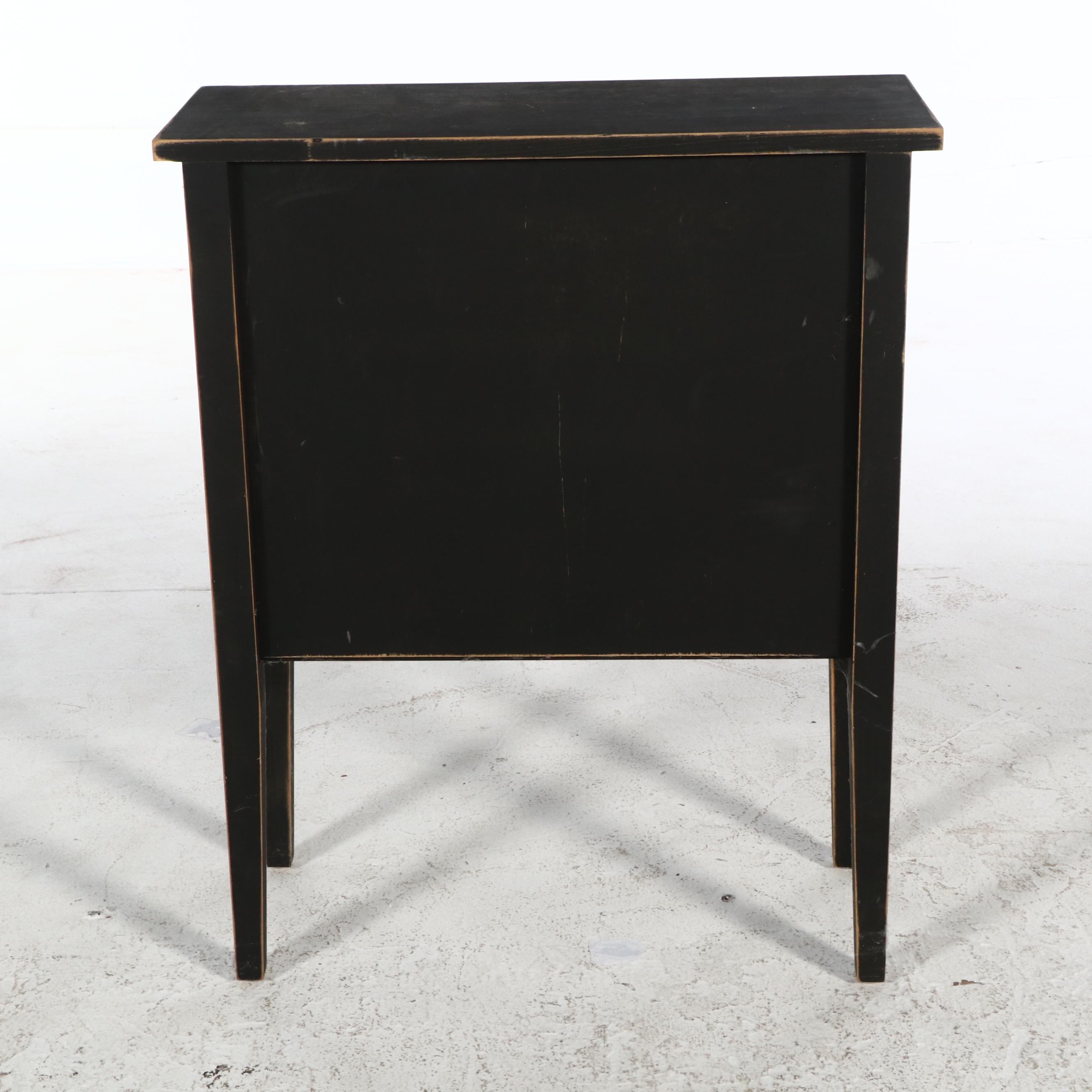 American Primitive Style Painted Wood Cabinets, One with Tree-Motif Punched Tins