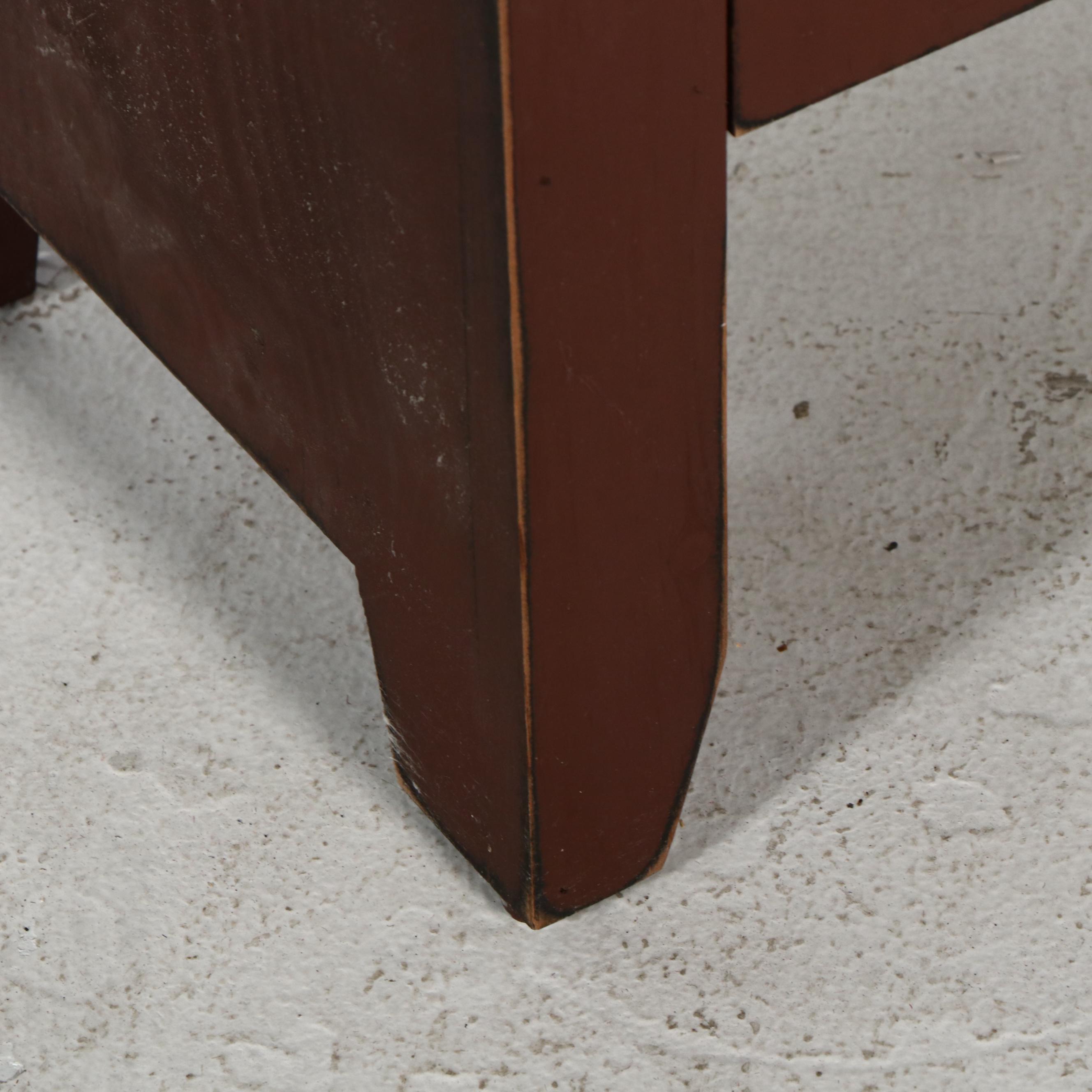 American Primitive Style Painted Wood Cabinets, One with Tree-Motif Punched Tins