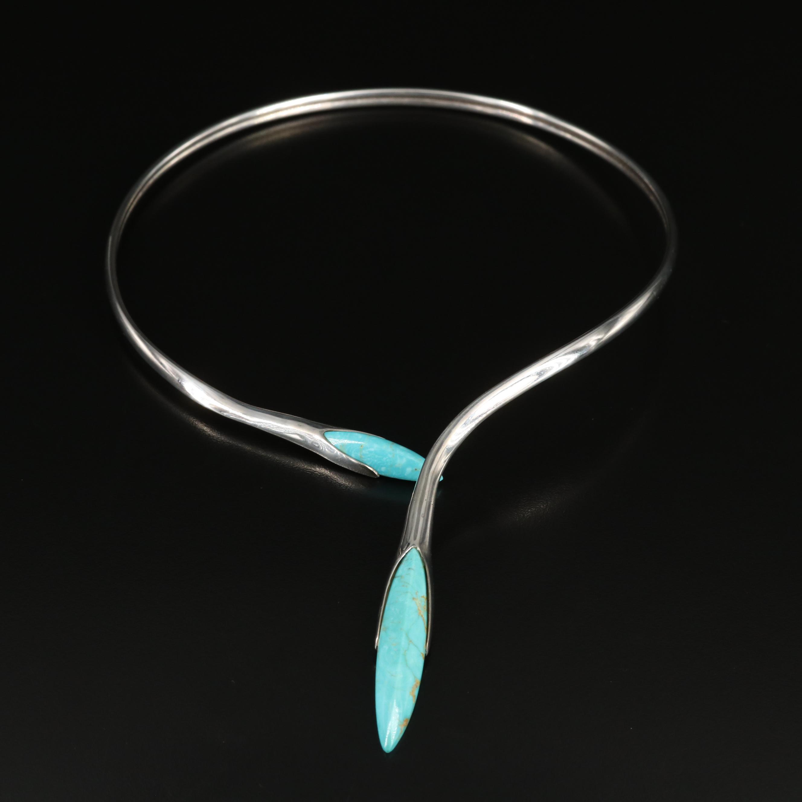 Sterling Turquoise Asymmetrical Torque Collar
