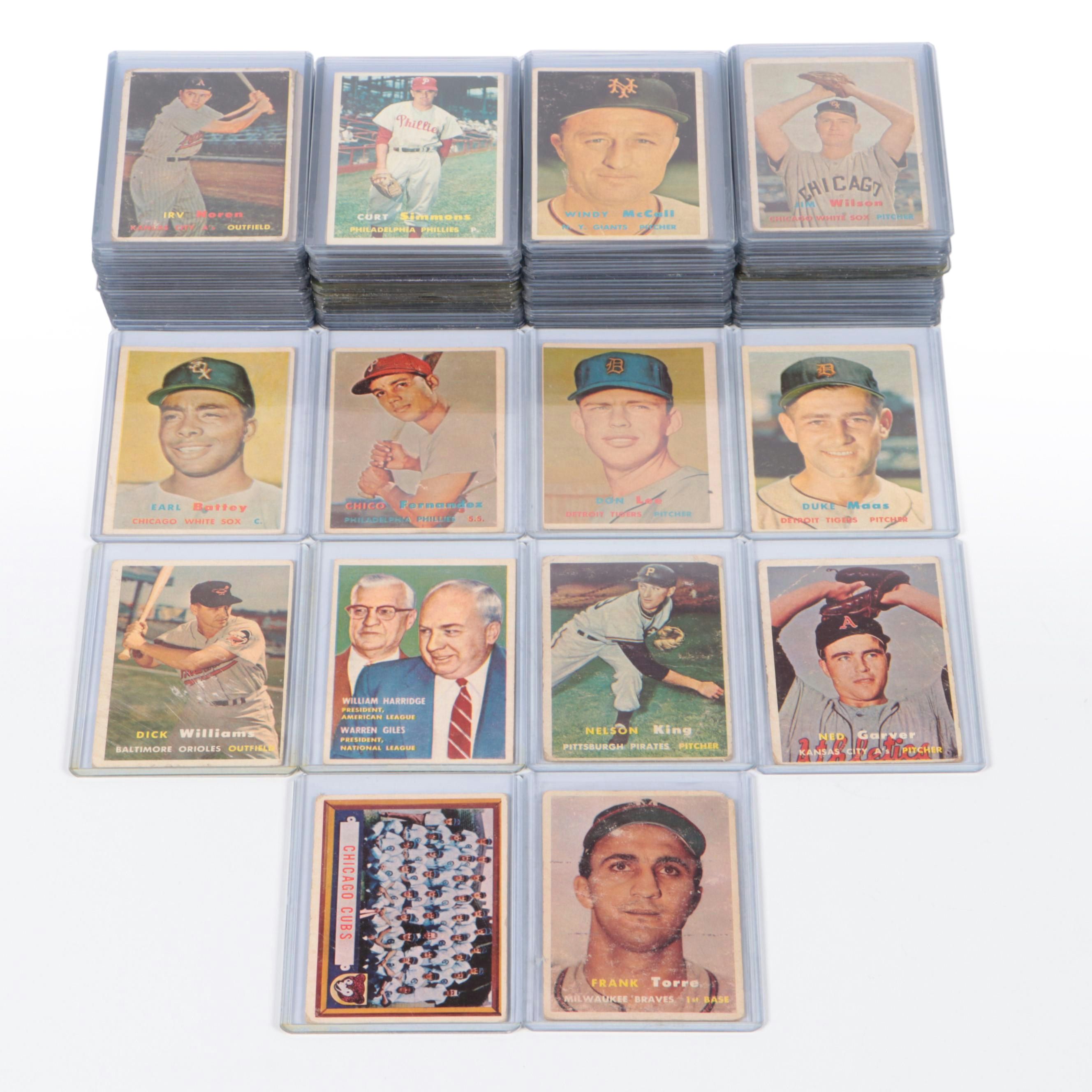 1957 Topps Baseball Cards Featuring Ned Garver, Earl Battey, and More