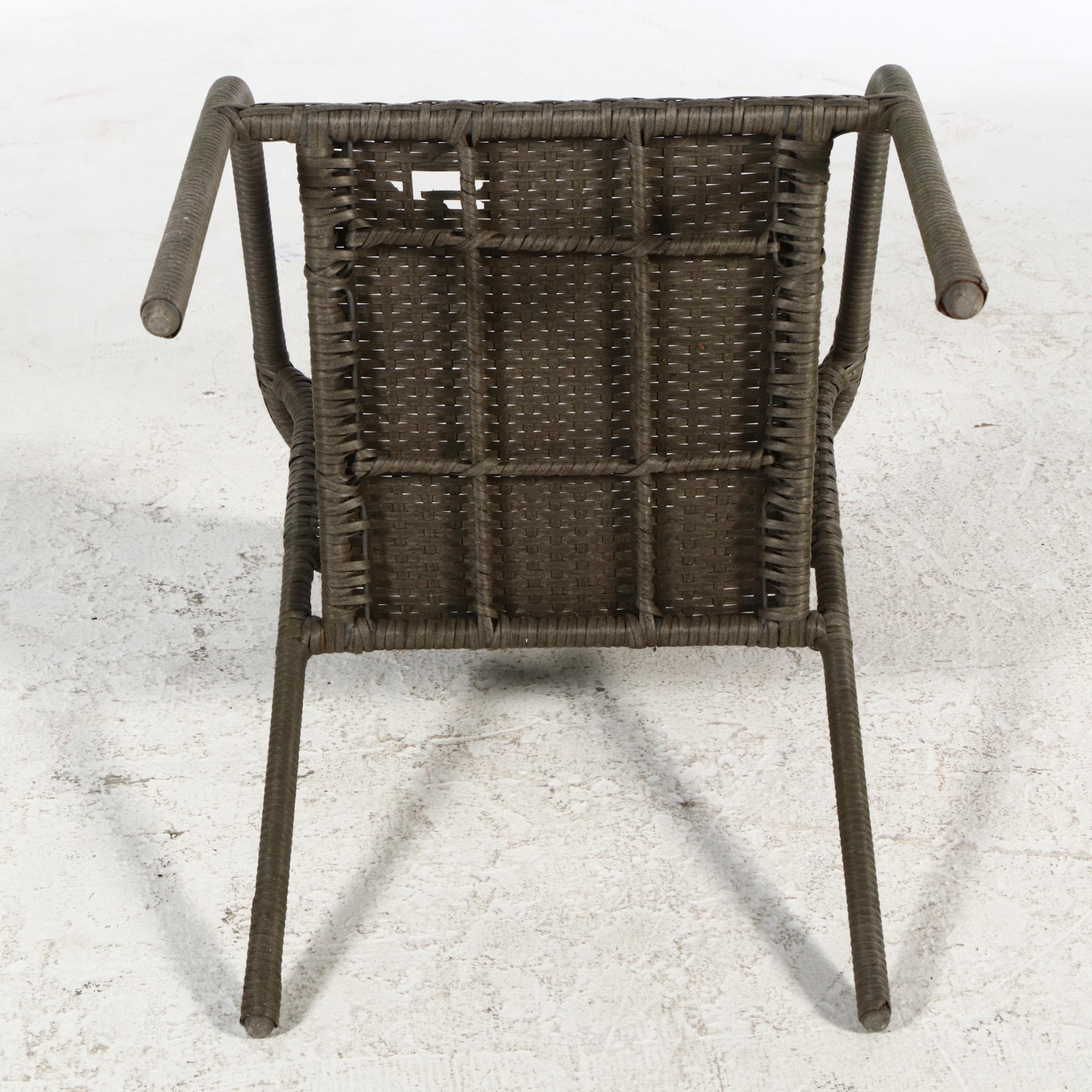 Four Contemporary Resin Wicker Patio Chairs