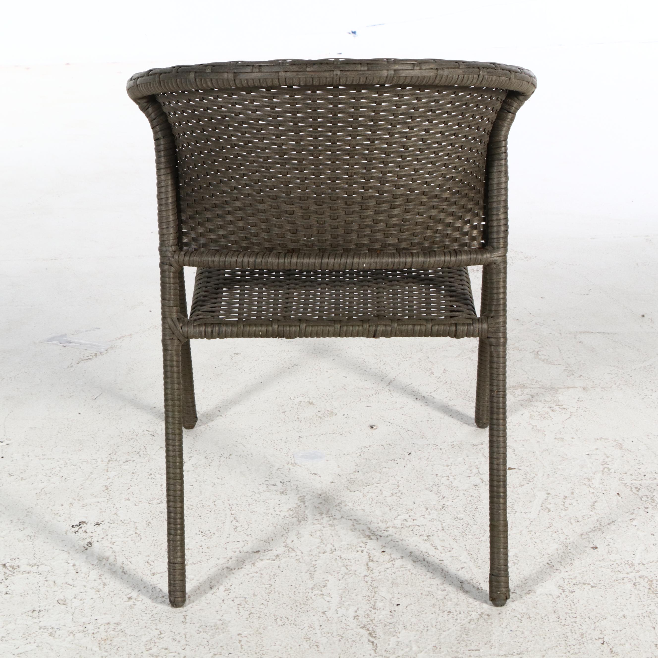 Four Contemporary Resin Wicker Patio Chairs