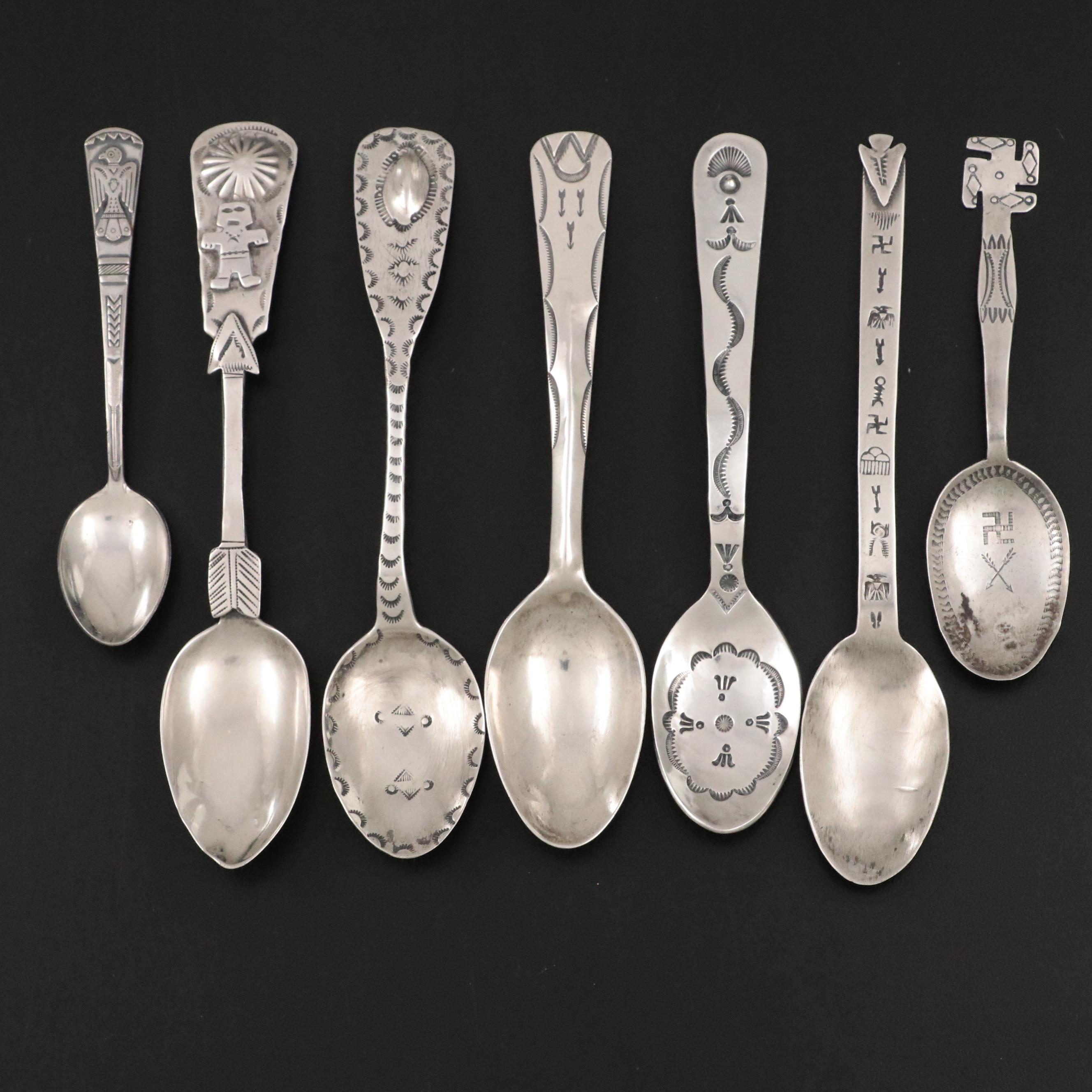 Gilbert Tom and More Southwestern Sterling, 800 Silver, and Base Metal Spoons