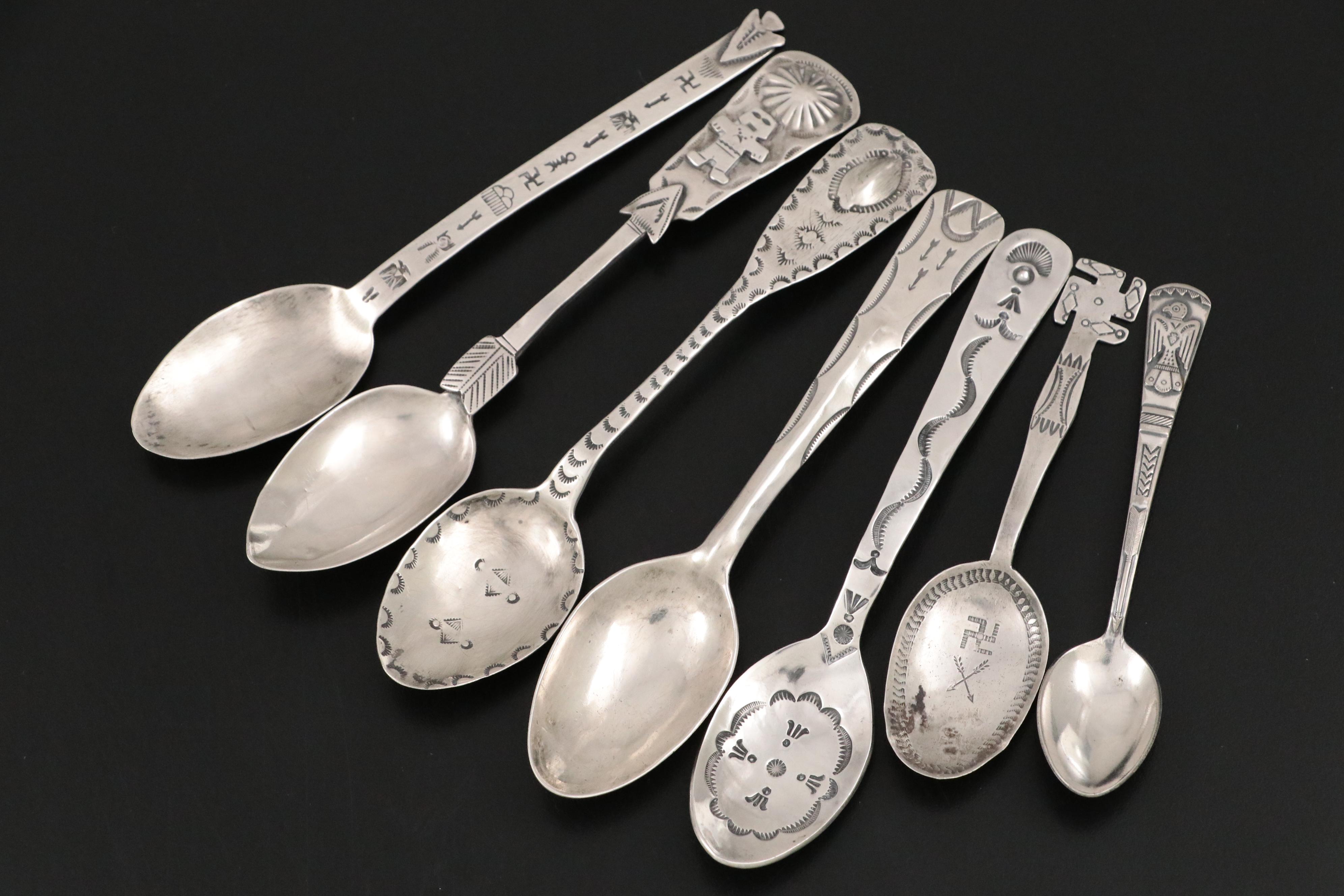 Gilbert Tom and More Southwestern Sterling, 800 Silver, and Base Metal Spoons