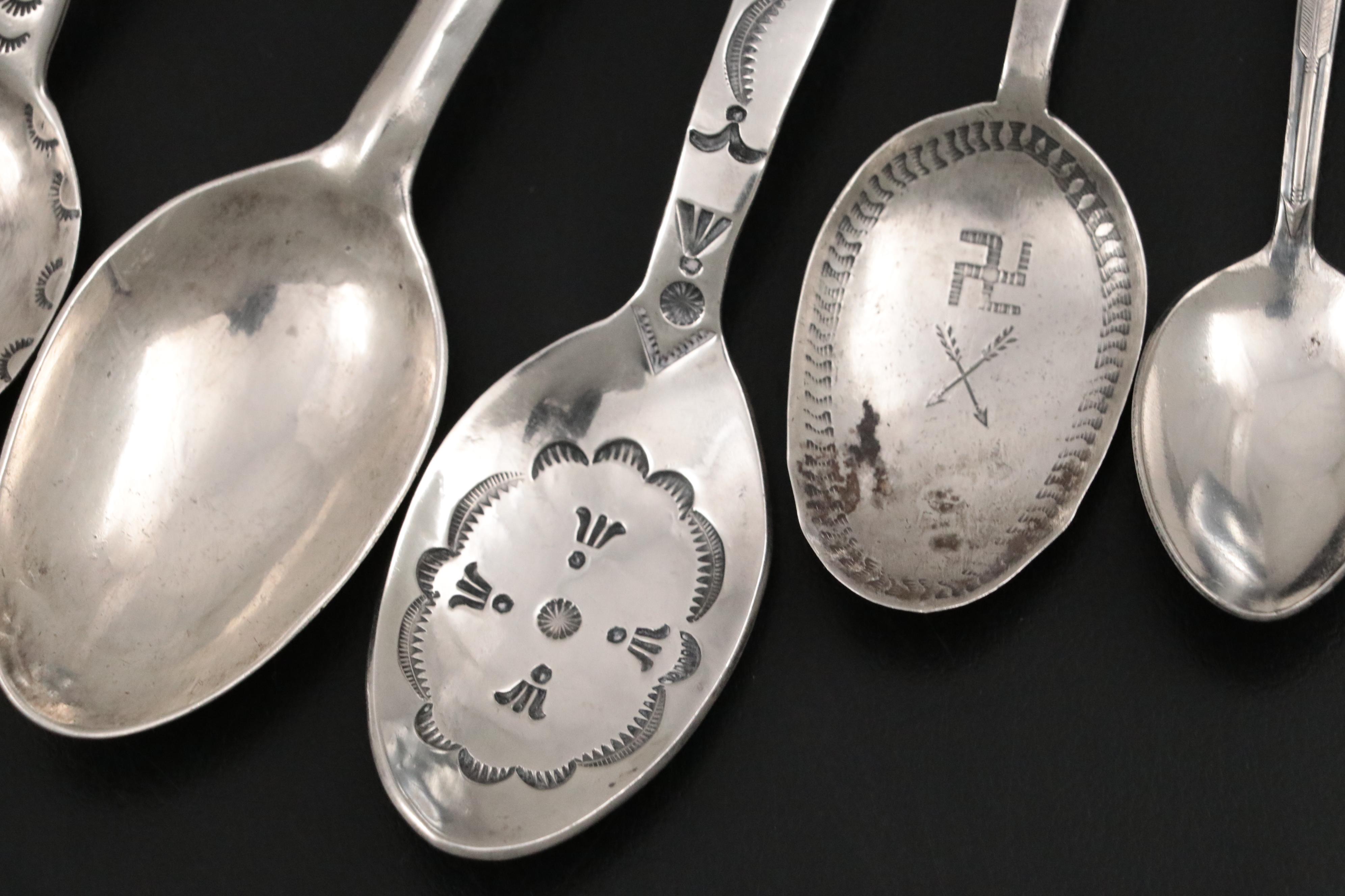 Gilbert Tom and More Southwestern Sterling, 800 Silver, and Base Metal Spoons
