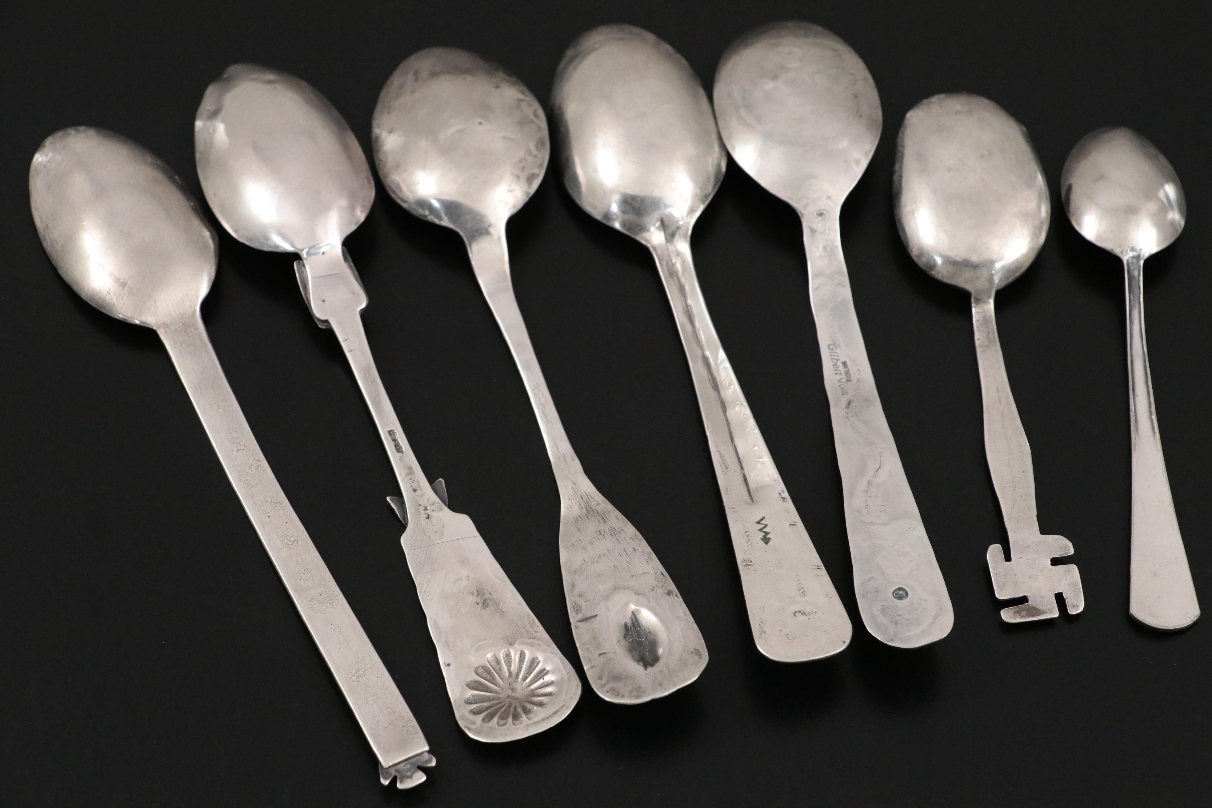 Gilbert Tom and More Southwestern Sterling, 800 Silver, and Base Metal Spoons