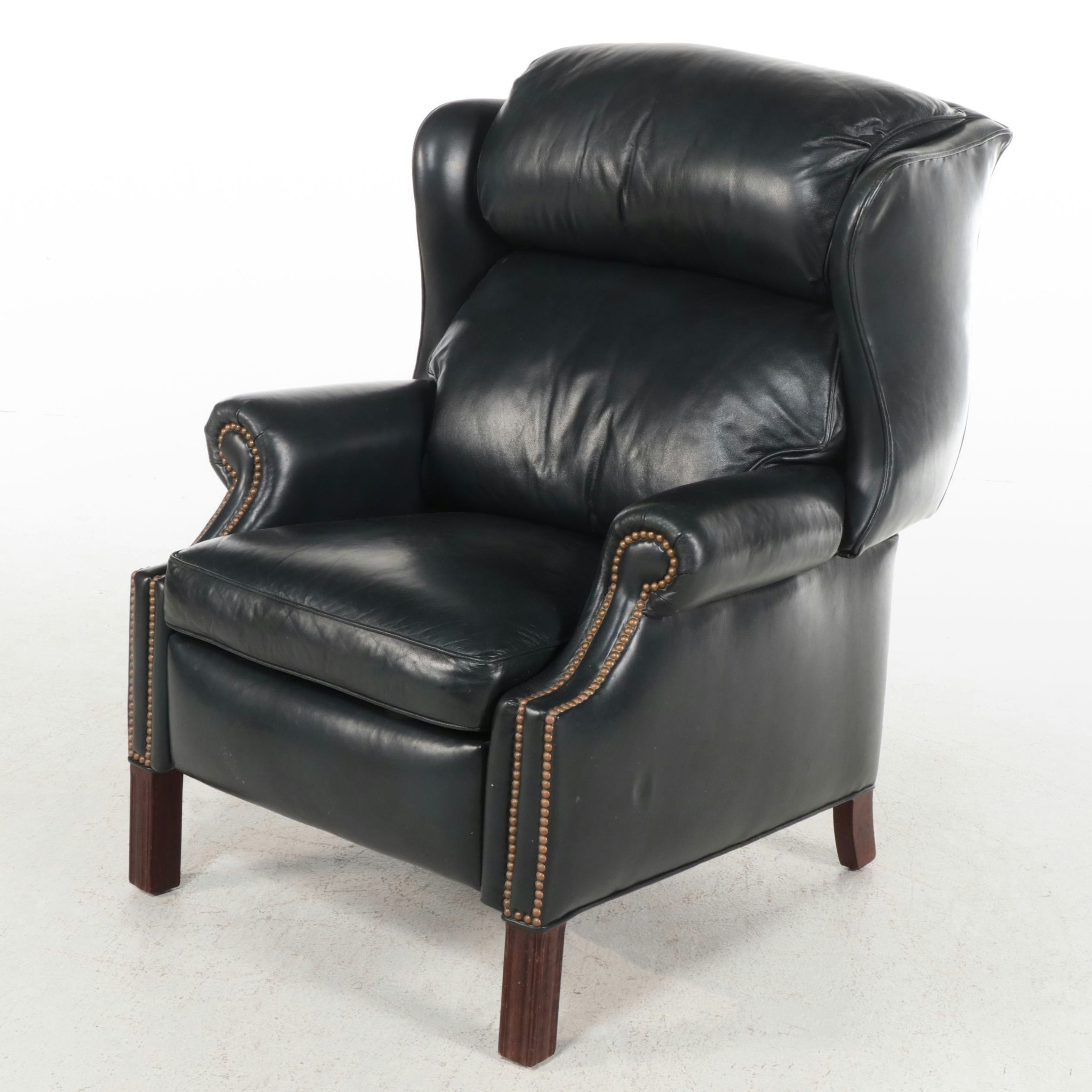 Hancock and Moore Woodbridge Leather Upholstered Recliner Wingback Armchair