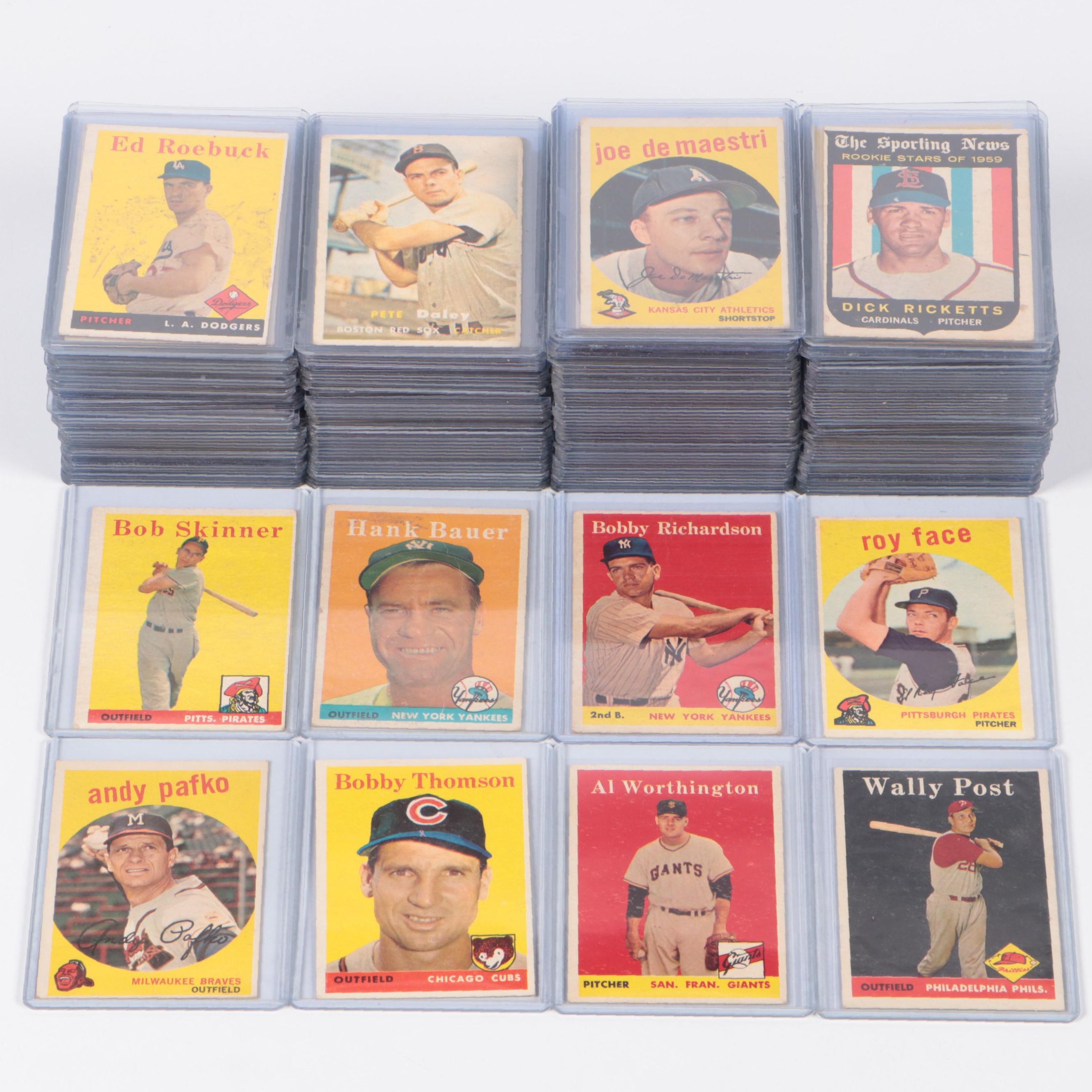 Topps Baseball Cards Featuring Andy Pafko, Hank Bauer, and More, 1950s