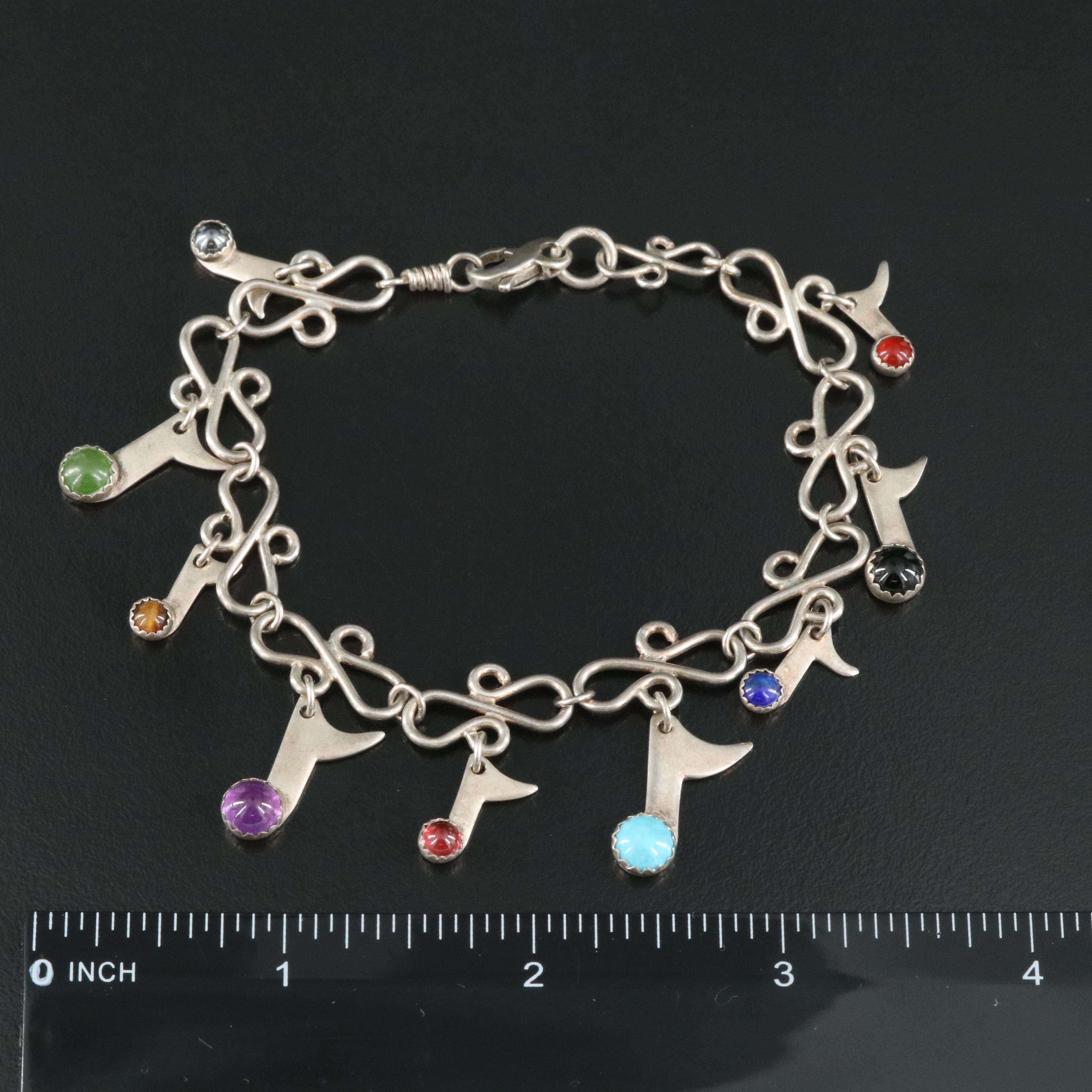 Sterling Gemstone Music Note Bracelet