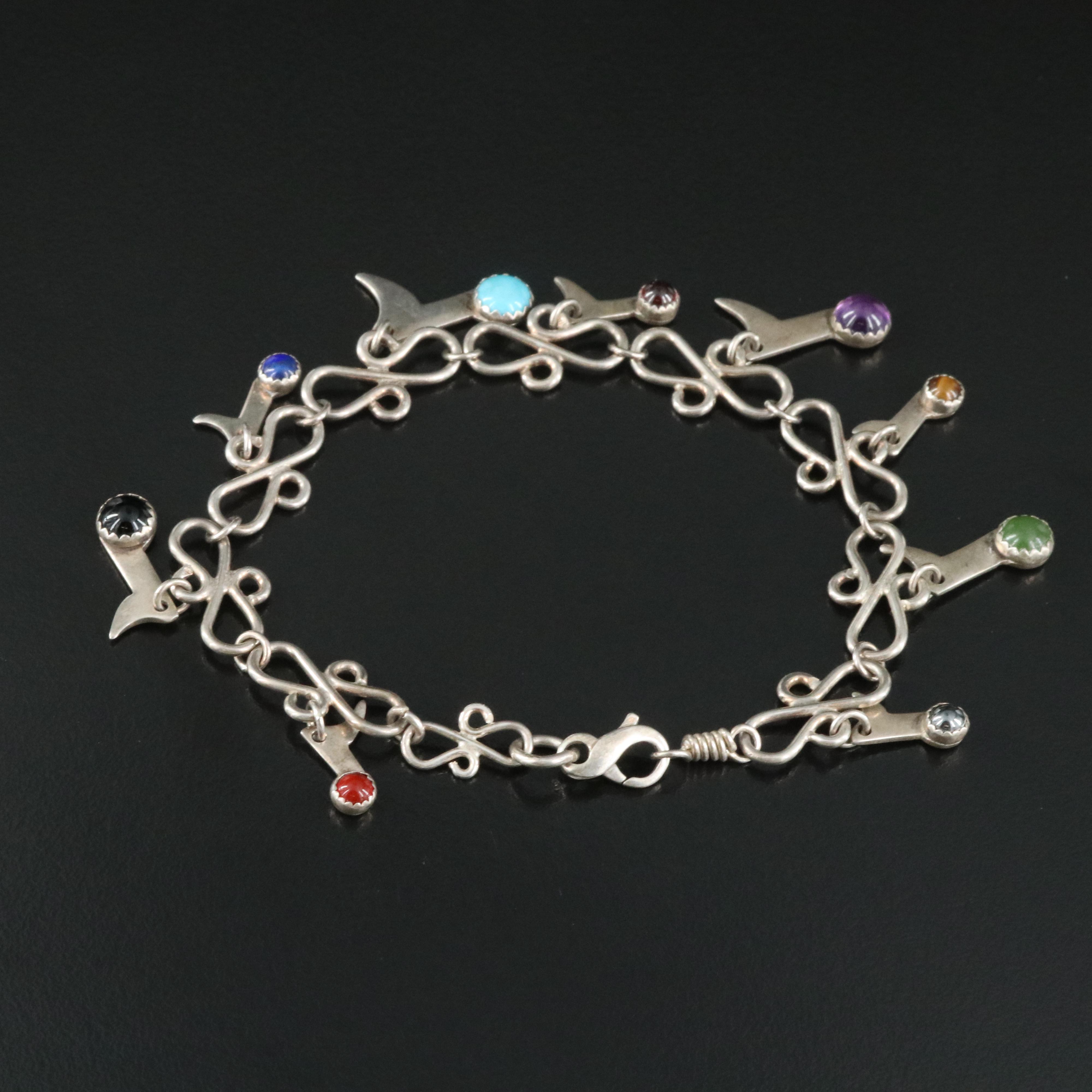 Sterling Gemstone Music Note Bracelet