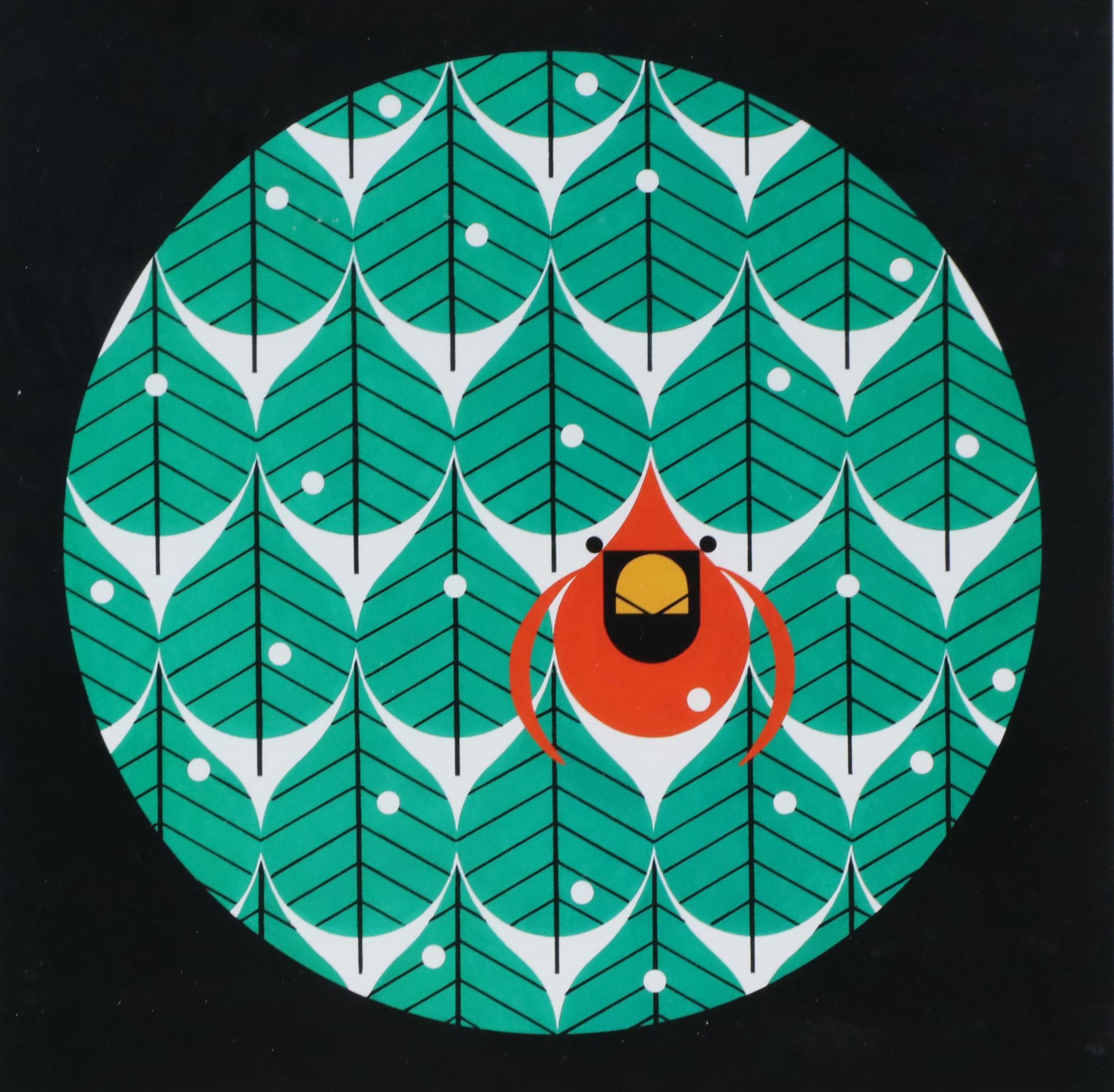 Charley Harper Offset Lithograph "Coniferous Cardinal," 2000