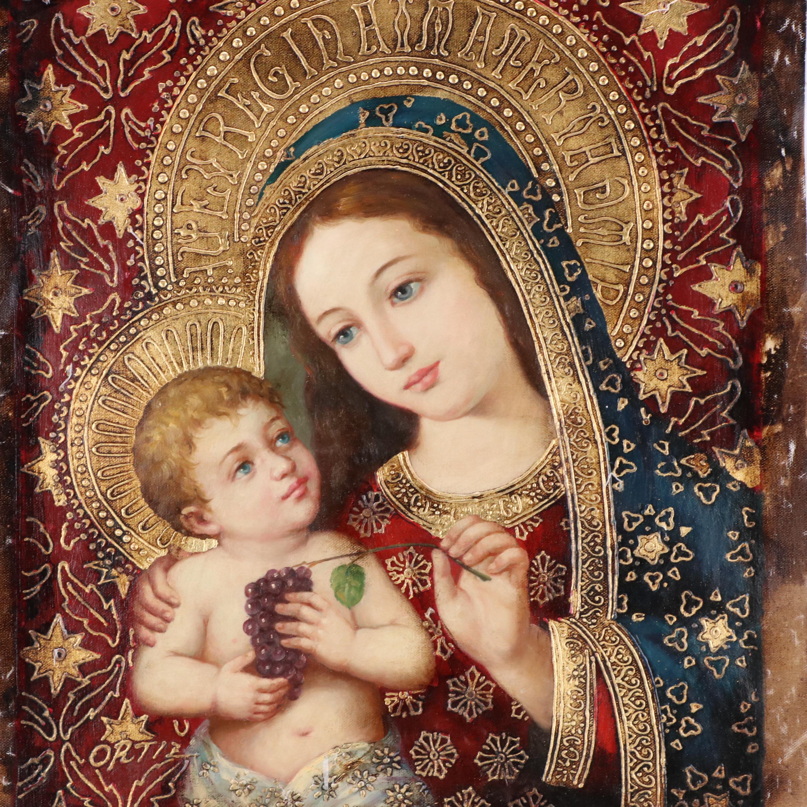 Oil Painting of Madonna and Child, 21st Century