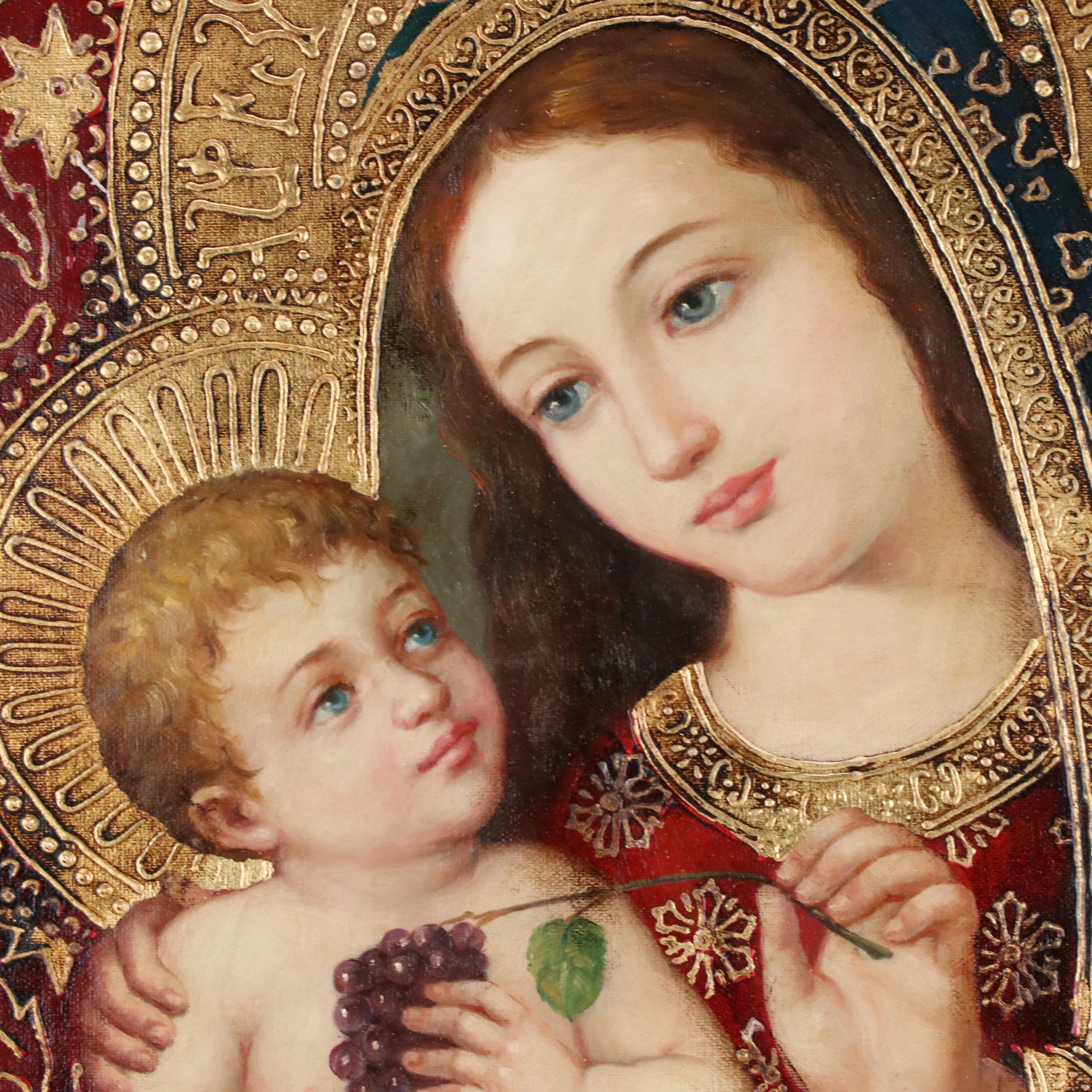 Oil Painting of Madonna and Child, 21st Century