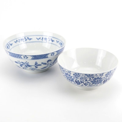 Williams-Sonoma and Other Blue and White Porcelain Serving Bowls