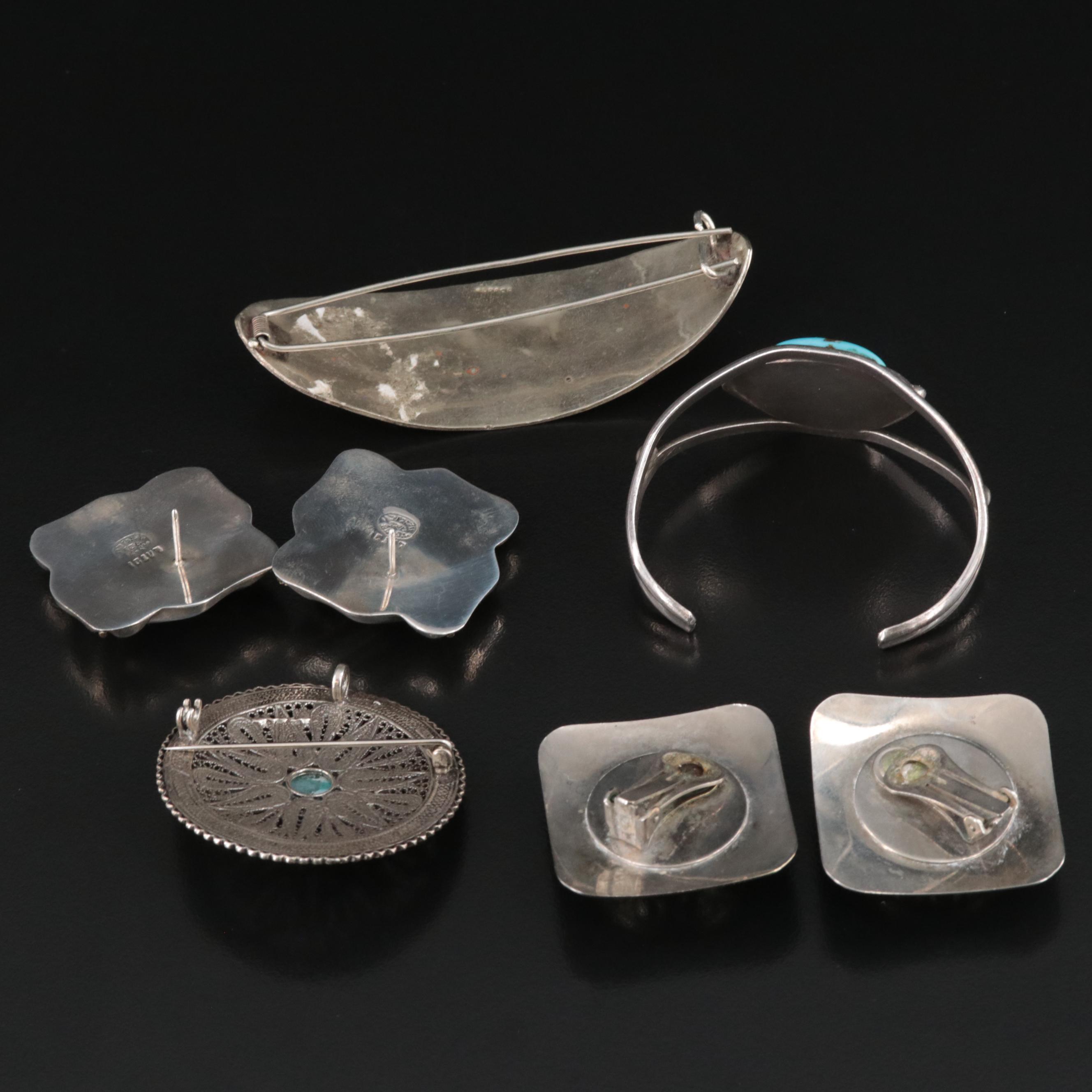 Sterling, Abalone and Eilat Stone Featured in Jewelry Assortment