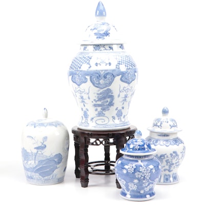 Chinese Blue and White Ceramic Ginger Jars