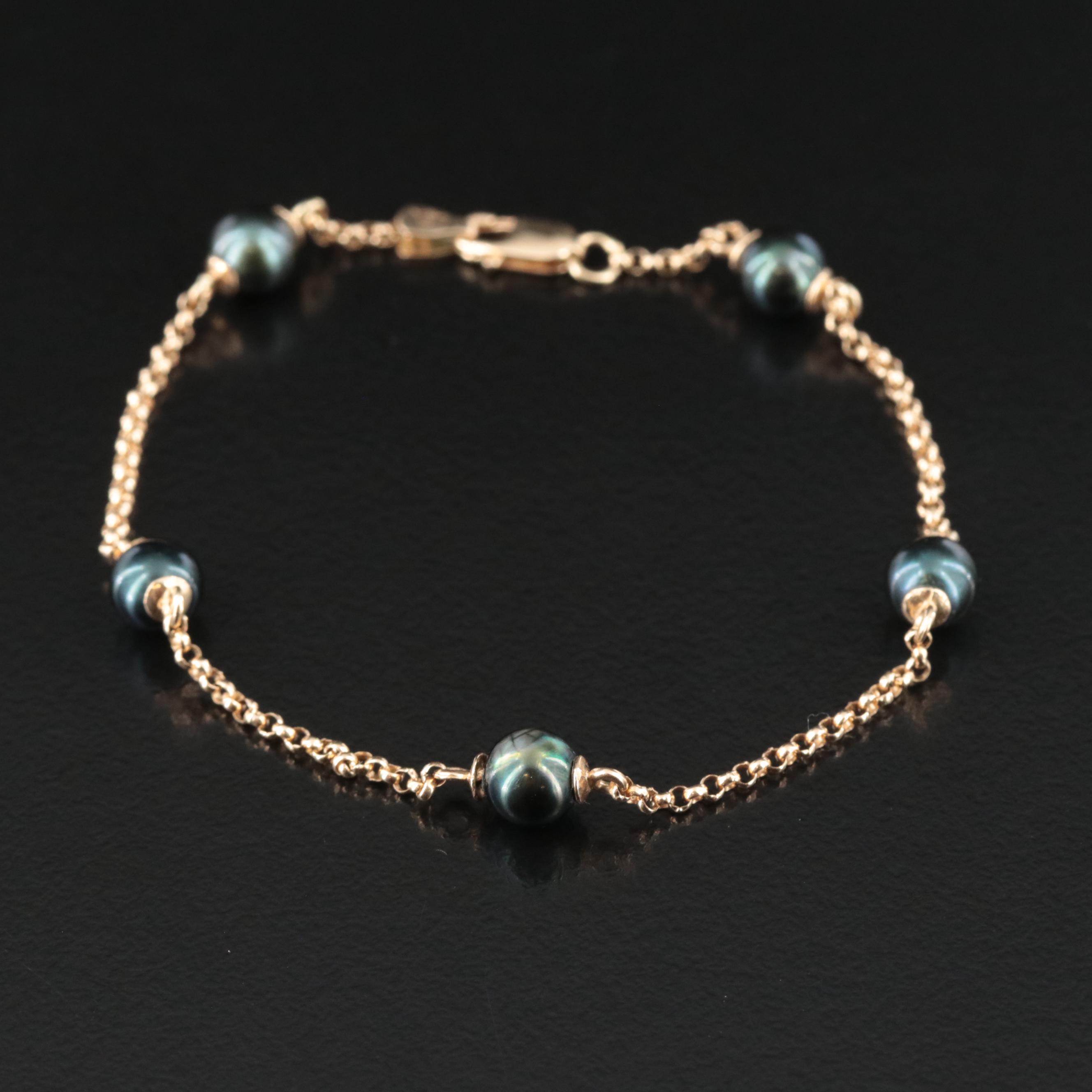 14K Pearl Station Bracelet