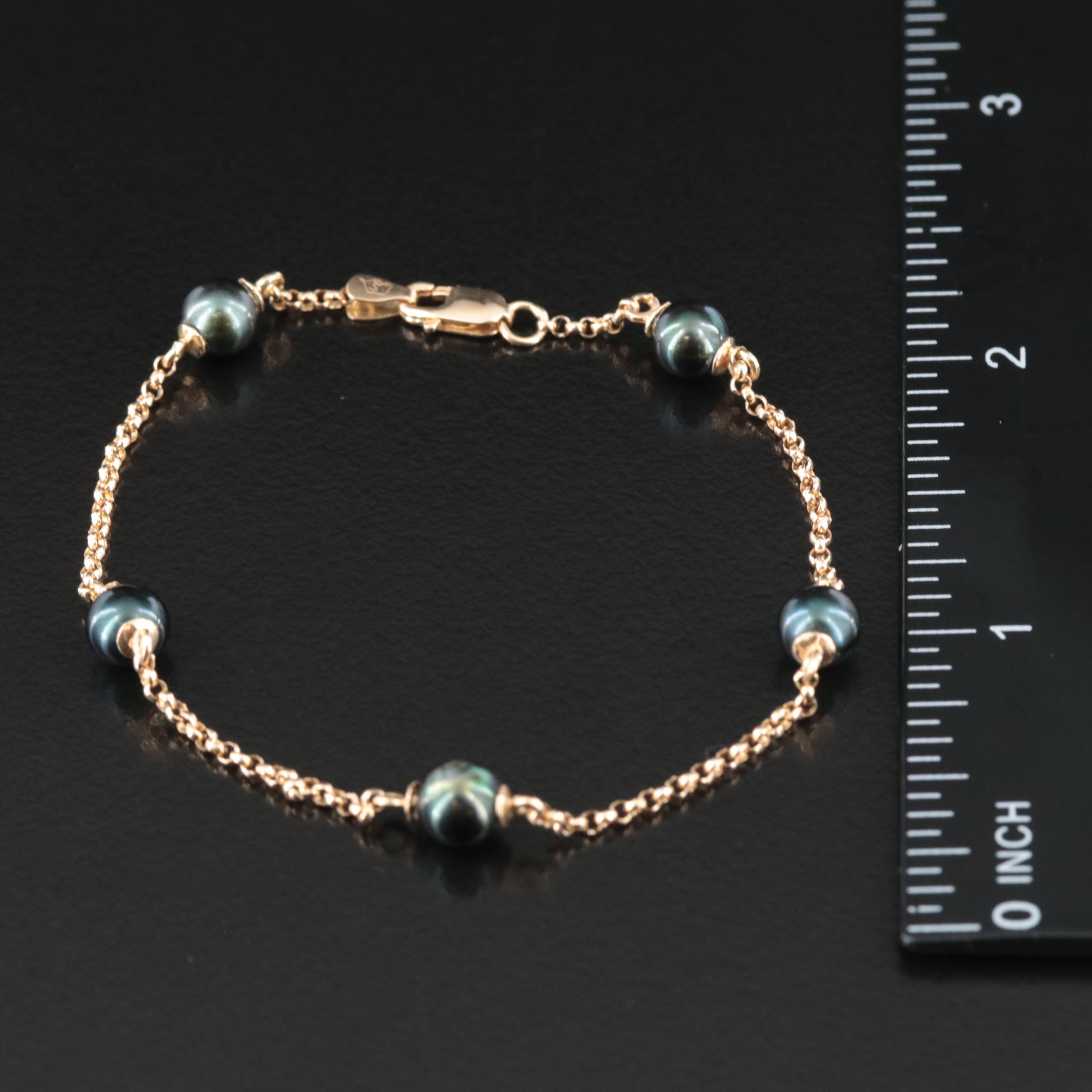 14K Pearl Station Bracelet