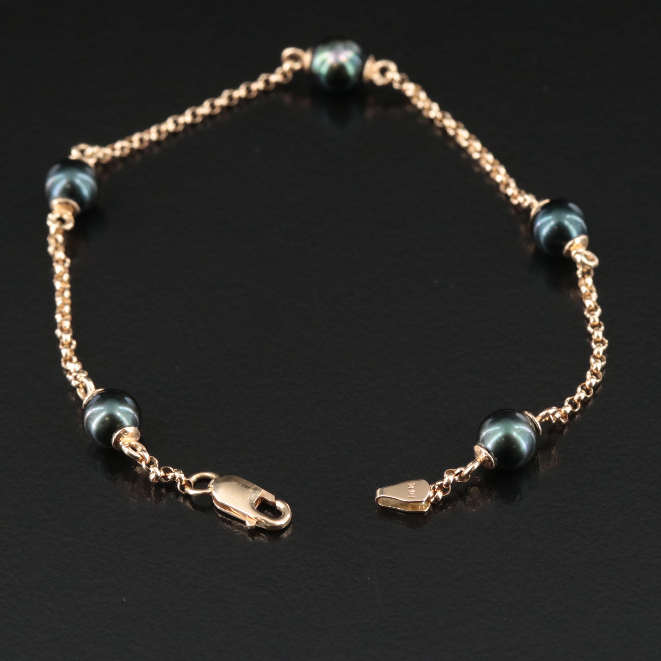 14K Pearl Station Bracelet