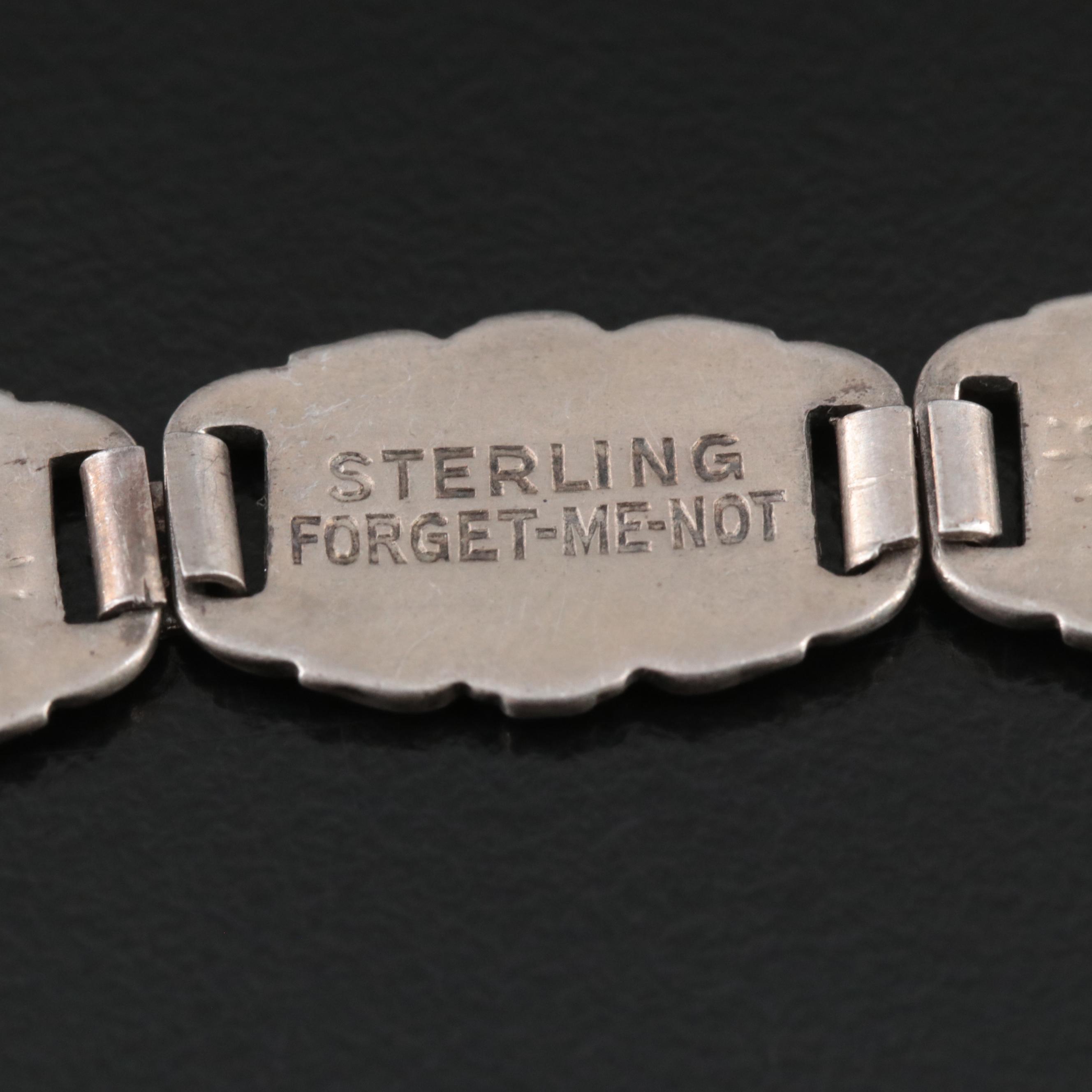 Vintage Sterling Forget-Me-Not Link Bracelet