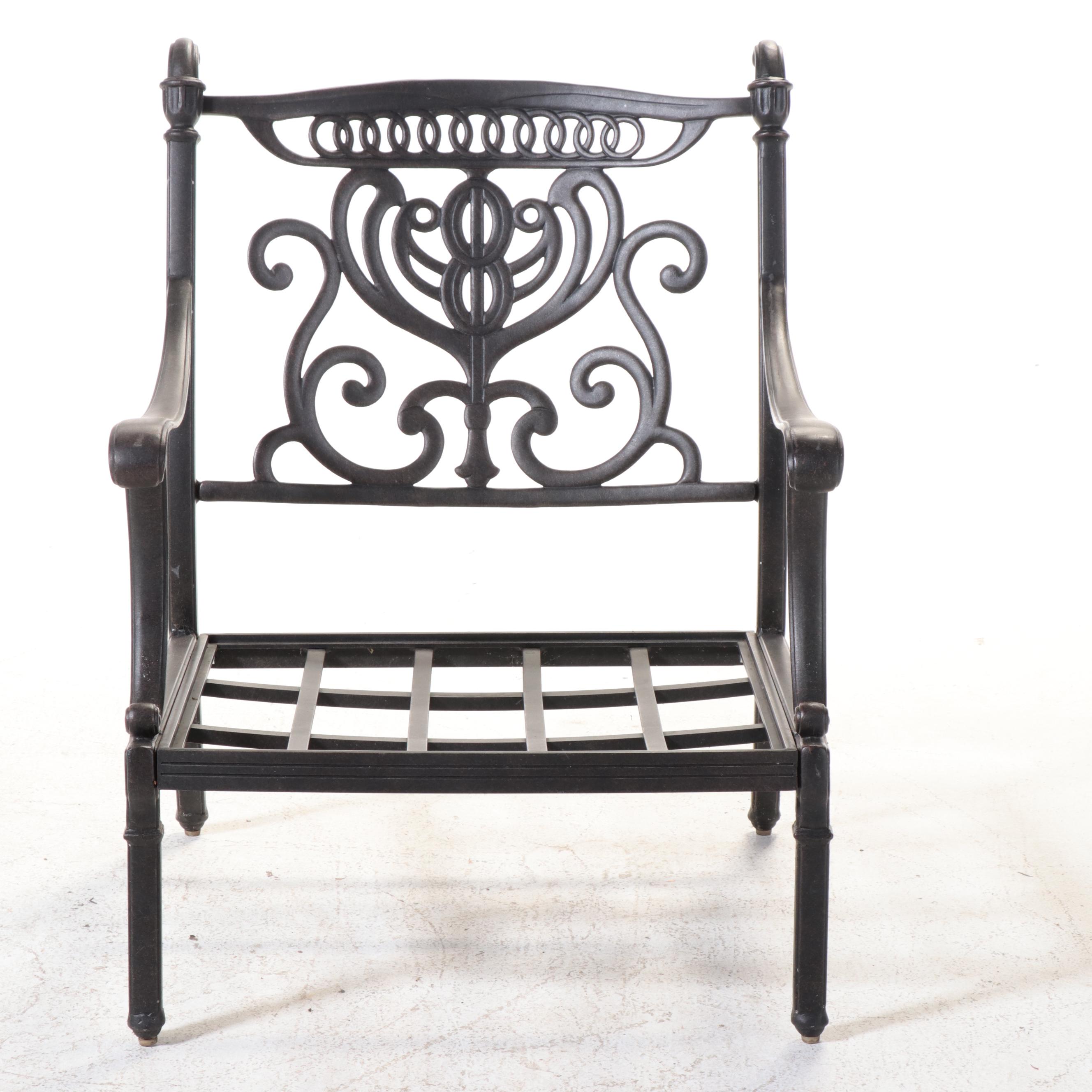 Hanamint Cast Aluminum Patio Armchair and Ottoman