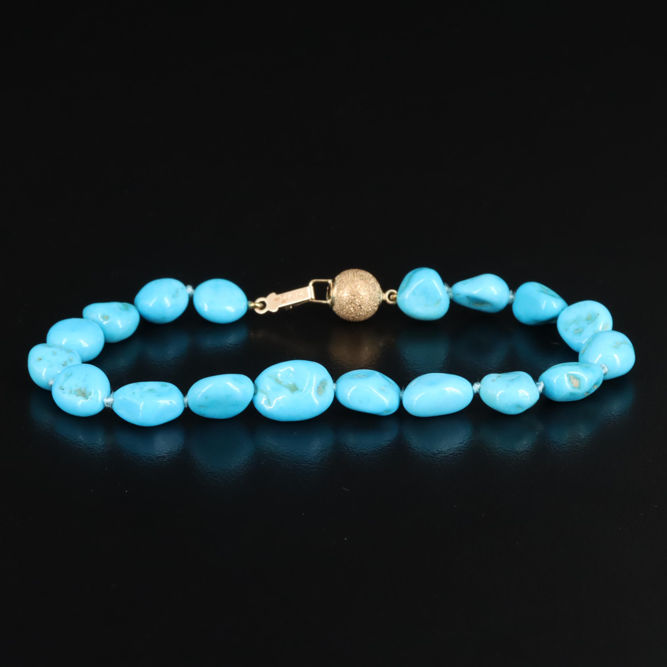 Turquoise Bracelet with 14K Clasp