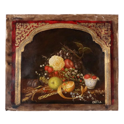 Ortiz Trompe-l'œil Fruit Still Life Oil Painting, 21st Century