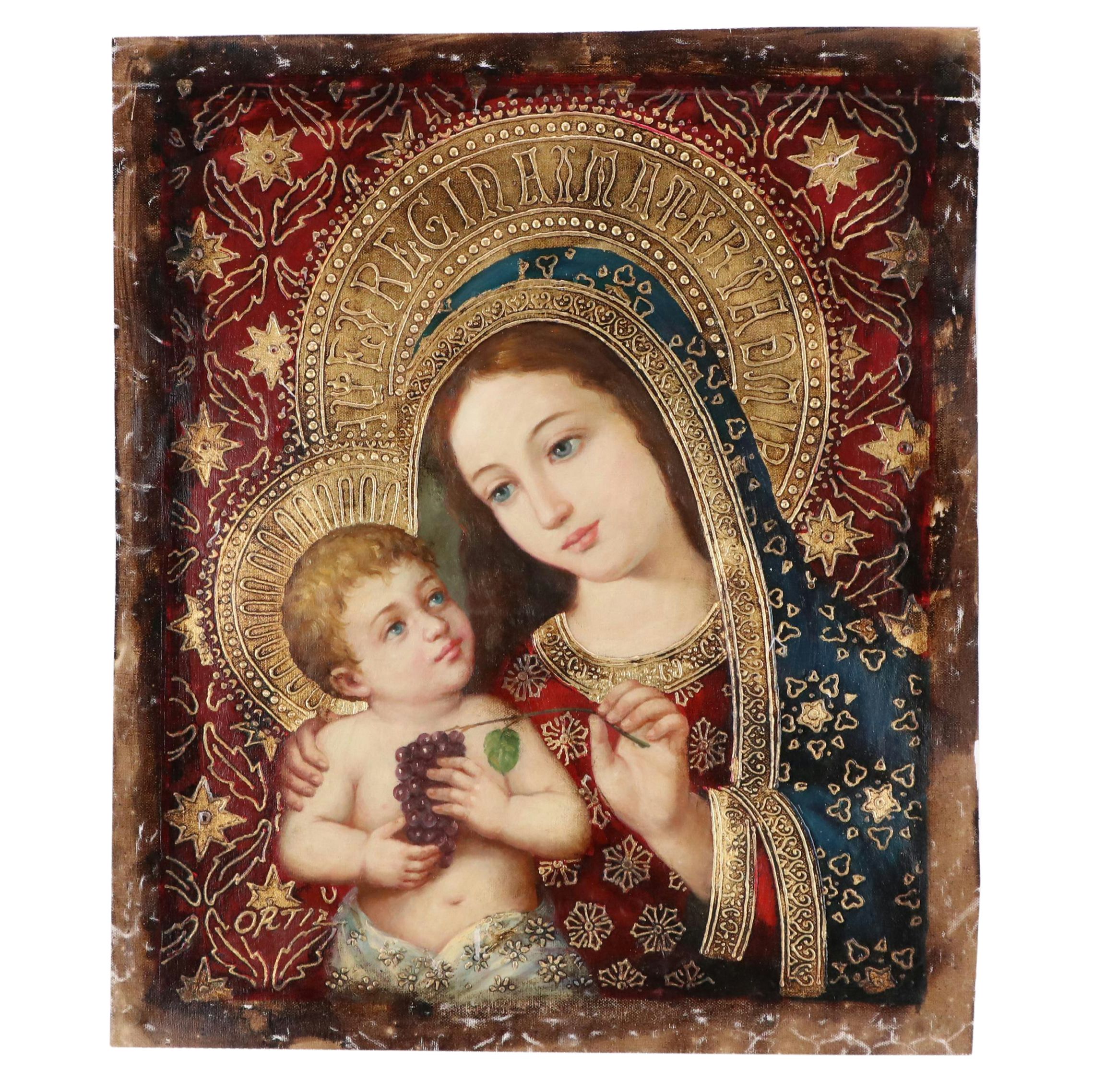 Oil Painting of Madonna and Child, 21st Century