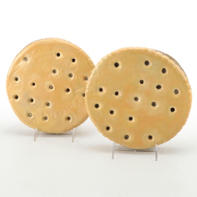 Artist Signed Ceramic Sculpture of Oversized Peanut Butter Crackers