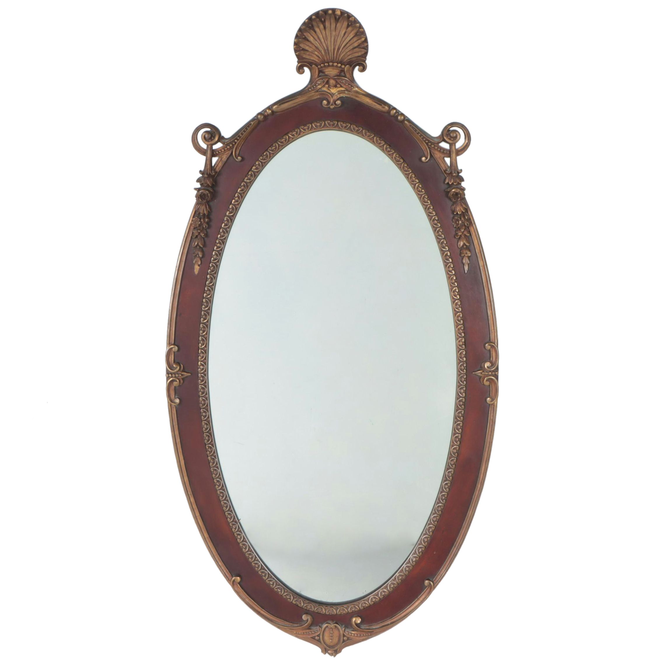 Wooden Oval Wall Frame with Gilt Accents