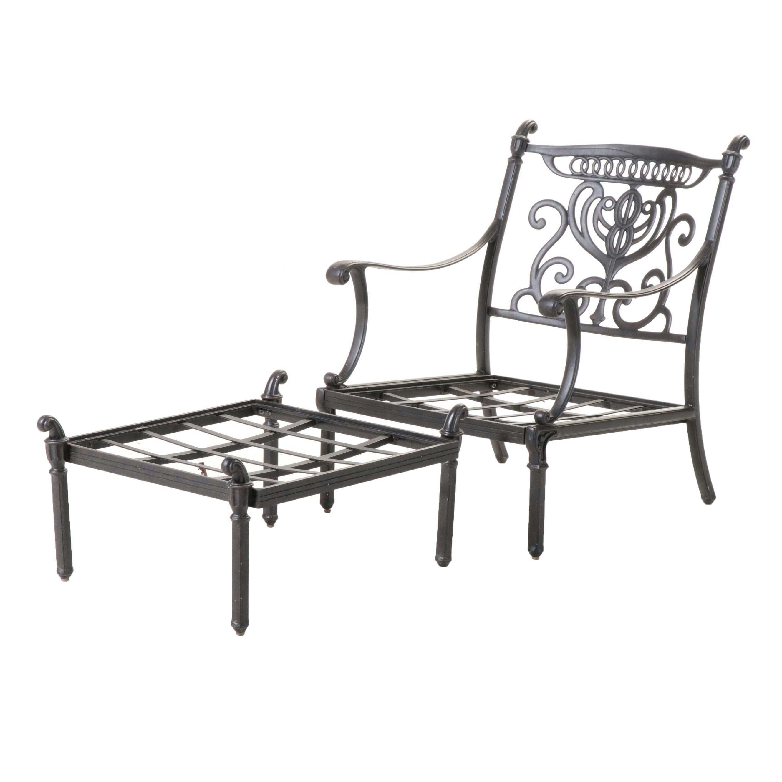 Hanamint Cast Aluminum Patio Armchair and Ottoman