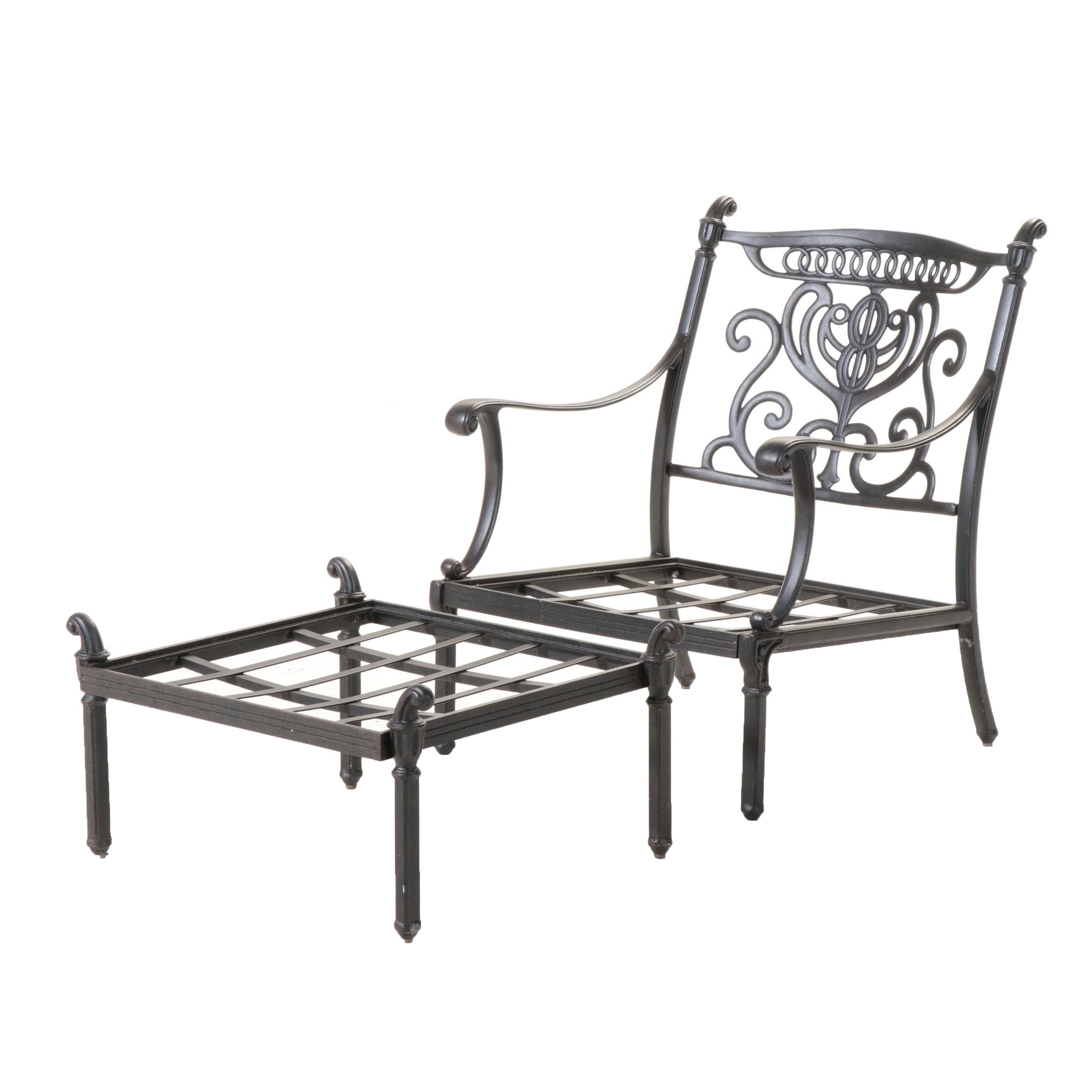 Hanamint Cast Aluminum Patio Armchair and Ottoman
