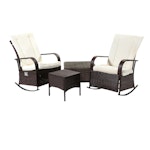 Contemporary PE Rattan Patio Rocking Chairs, Coffee Table, and Accent Table