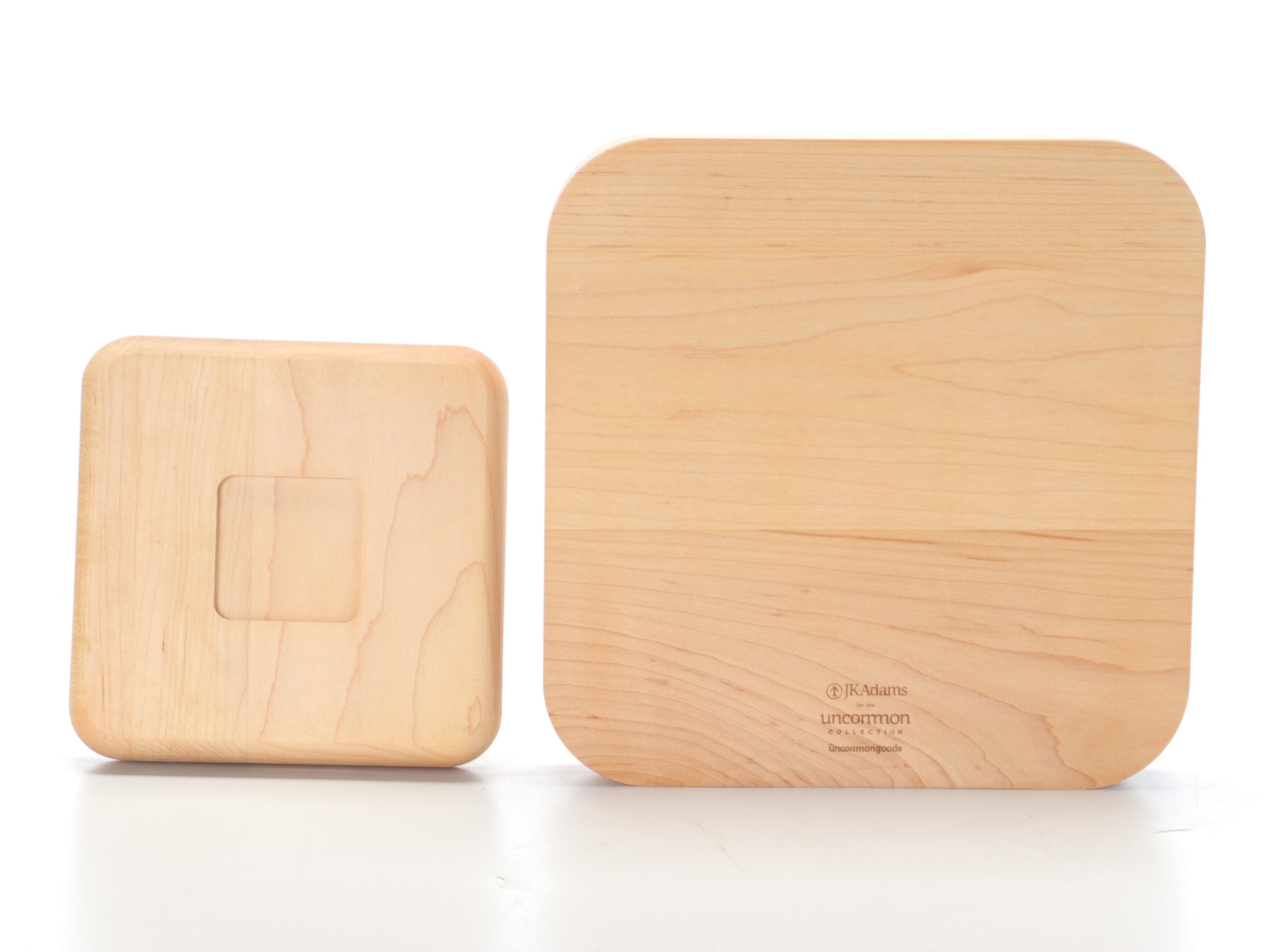 Levenger Wood Footstool with Uncommon Goods Wood Two-Tier Dish and More