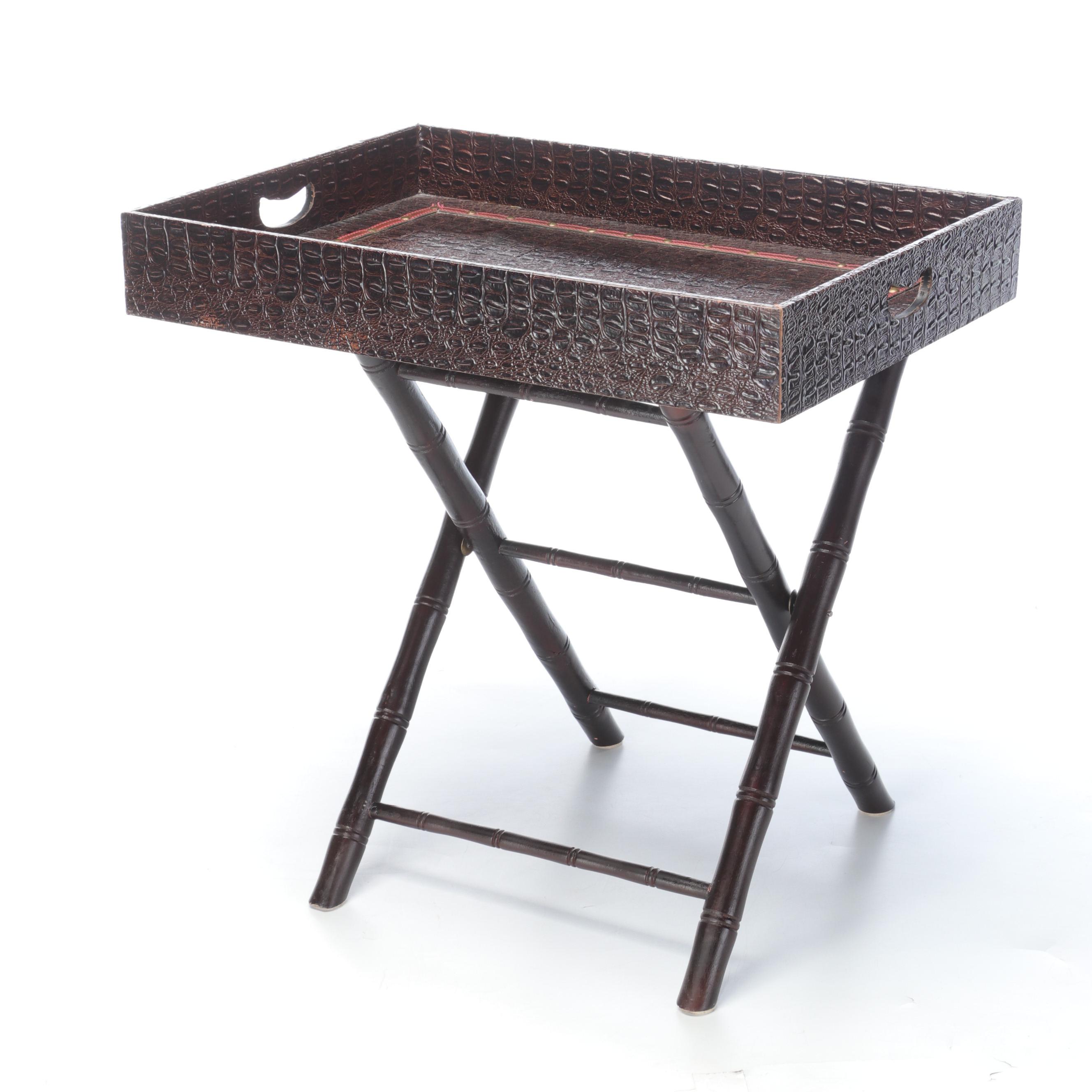 Z Gallarie Faux Leather and Finished Wood  Butler Tray