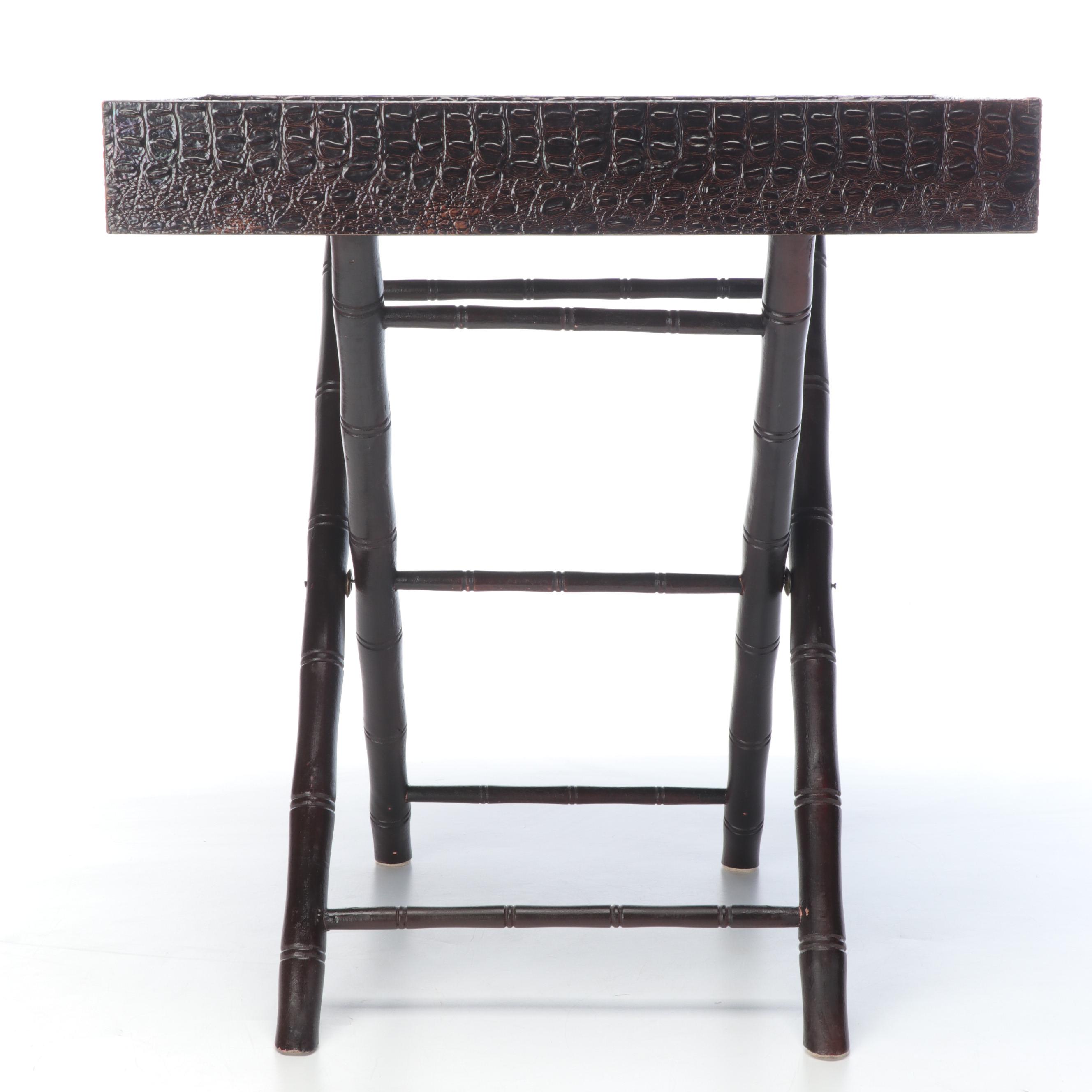 Z Gallarie Faux Leather and Finished Wood  Butler Tray