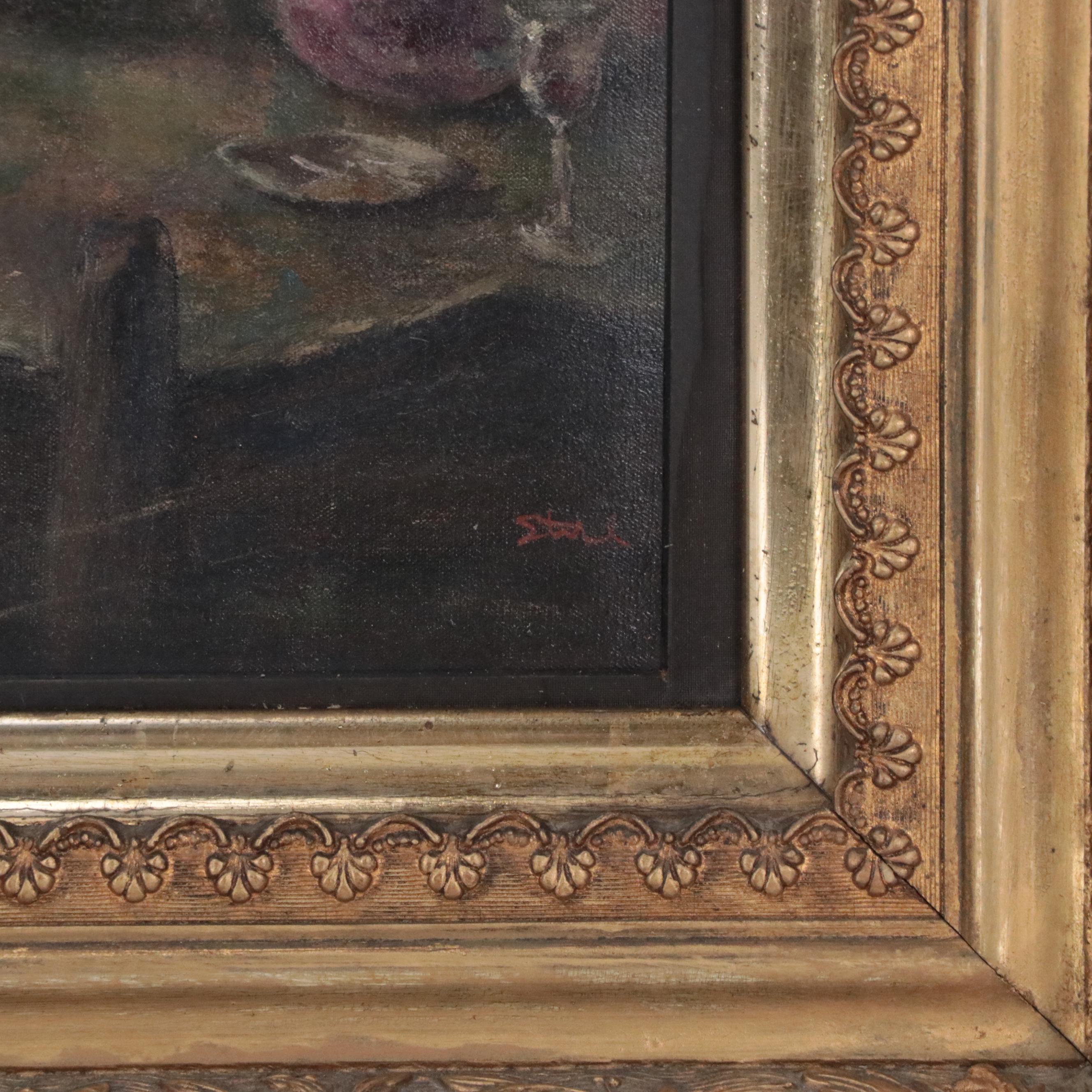 Ben Stahl Oil Painting of Interior Scene With Couple