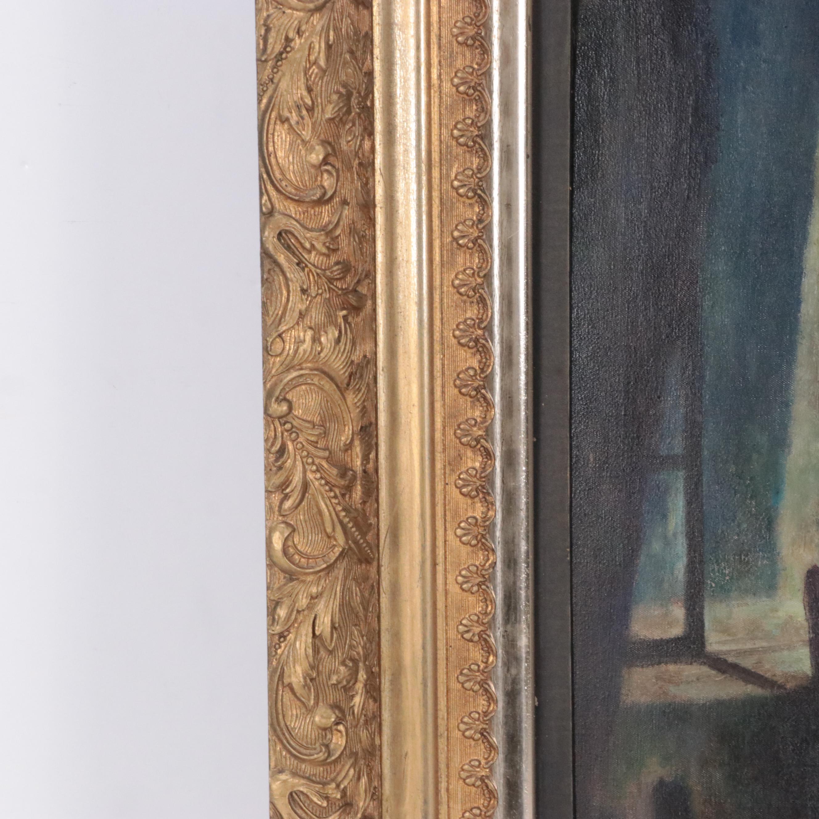 Ben Stahl Oil Painting of Interior Scene With Couple