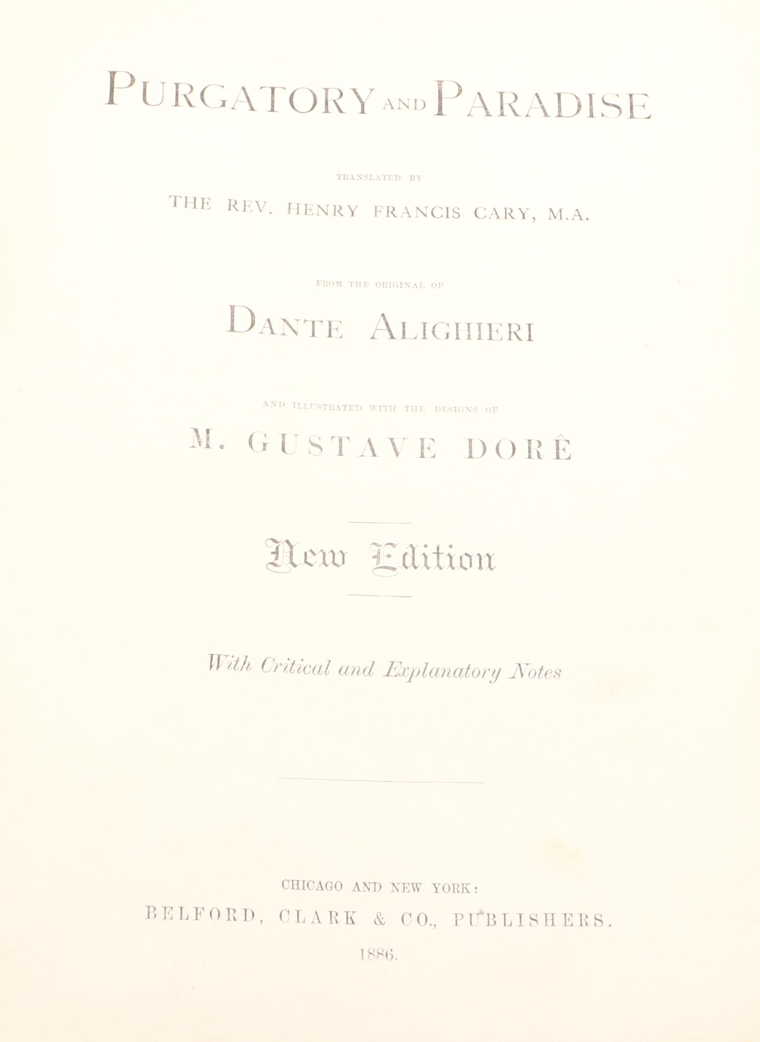Gustave Doré Illustrated "Purgatory and Paradise" by Dante Alighieri, 1886