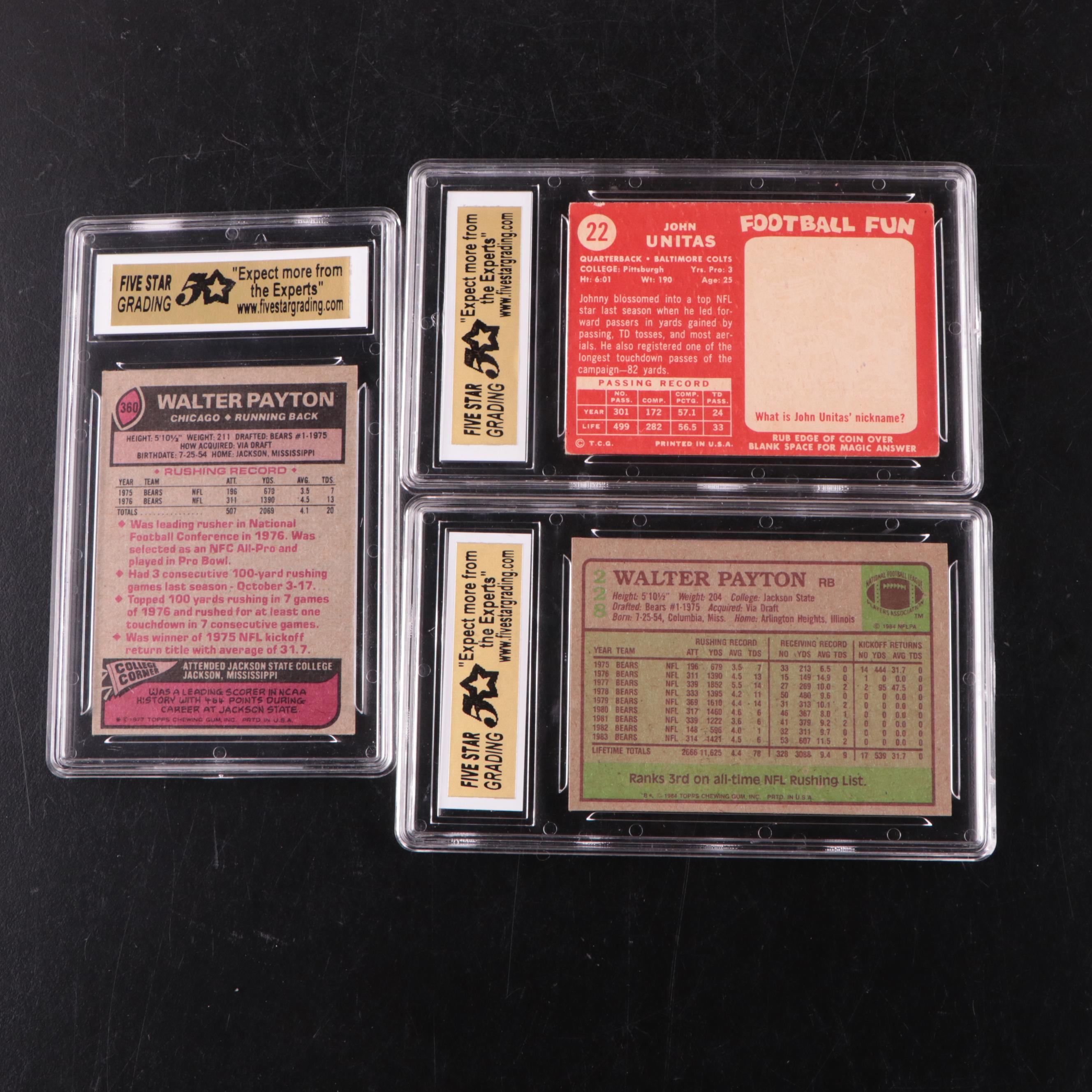 Topps Football Cards Featuring Johnny Unitas, Bob Griese, and More, 1950s–1980s