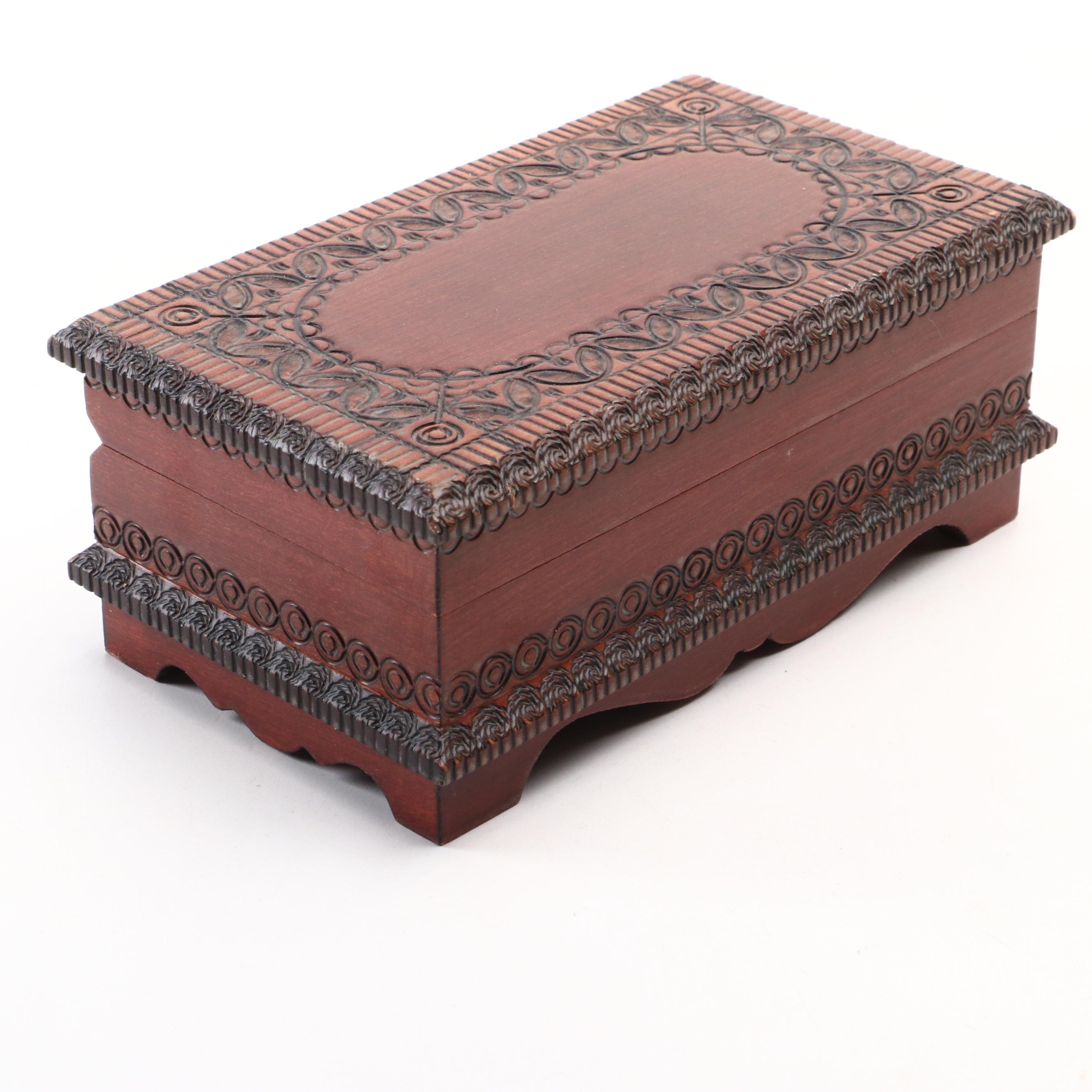Floral Motif Wood Cigarette Box with Decorative Wood Boxes
