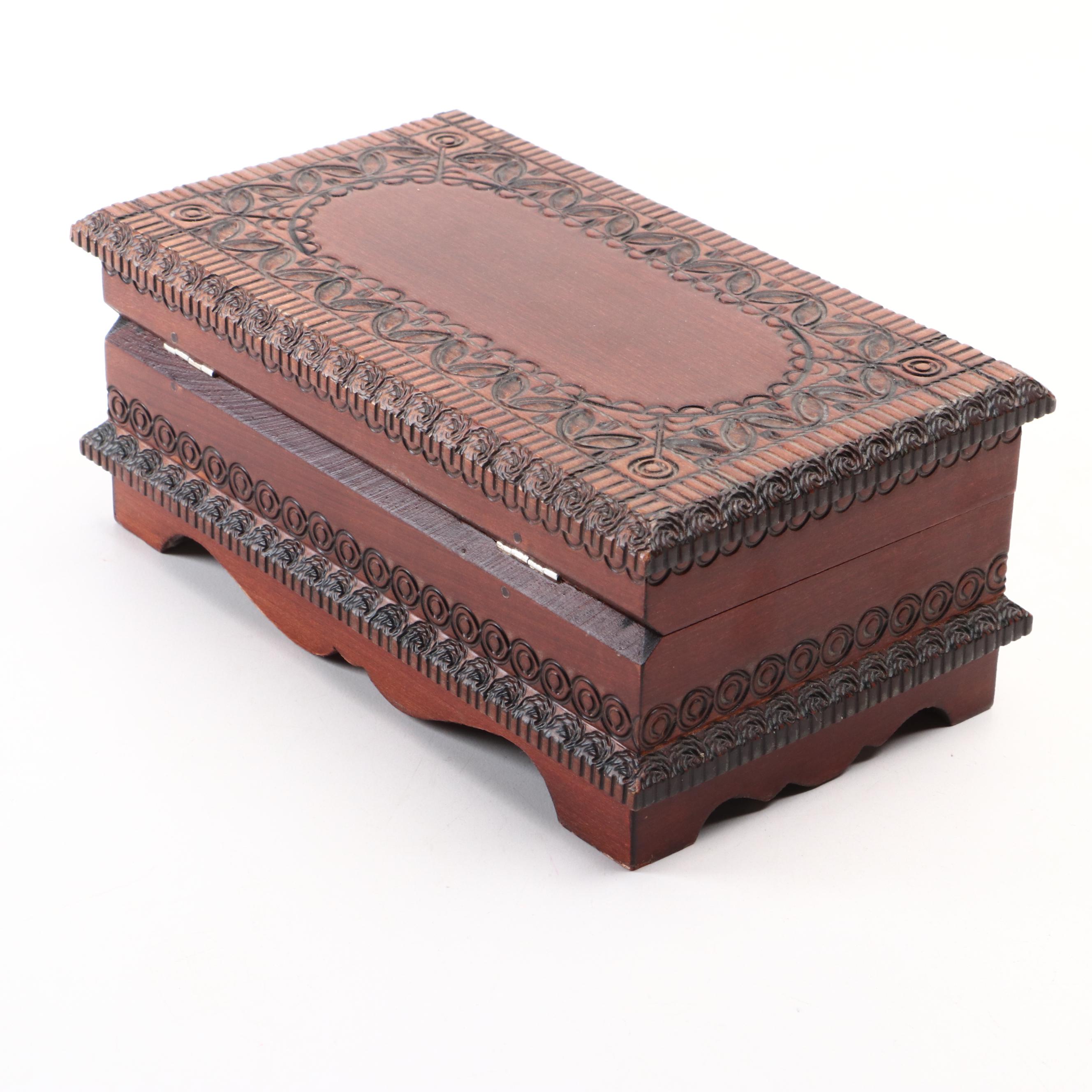 Floral Motif Wood Cigarette Box with Decorative Wood Boxes