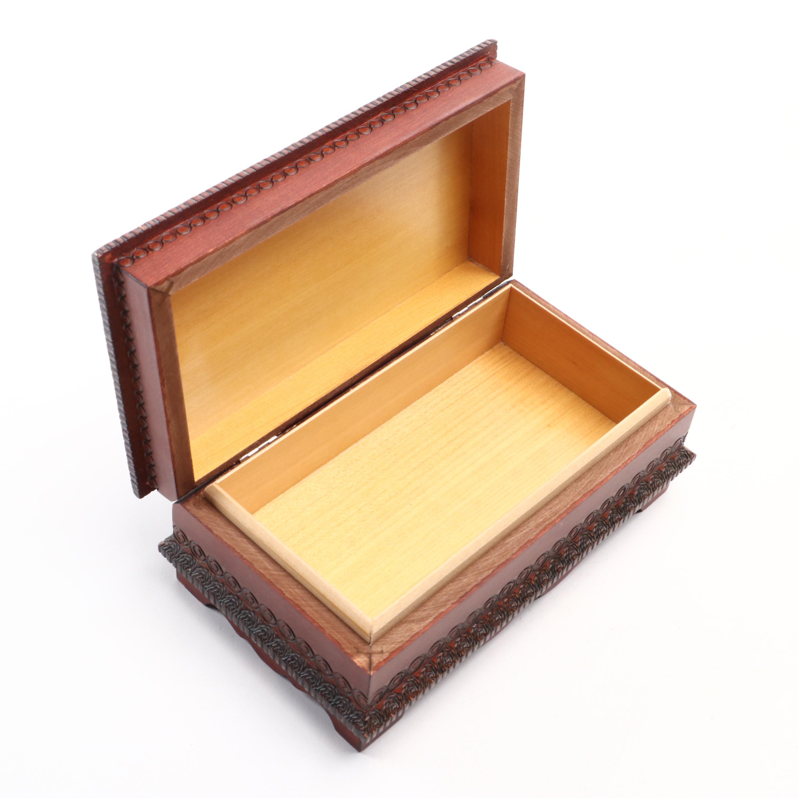 Floral Motif Wood Cigarette Box with Decorative Wood Boxes