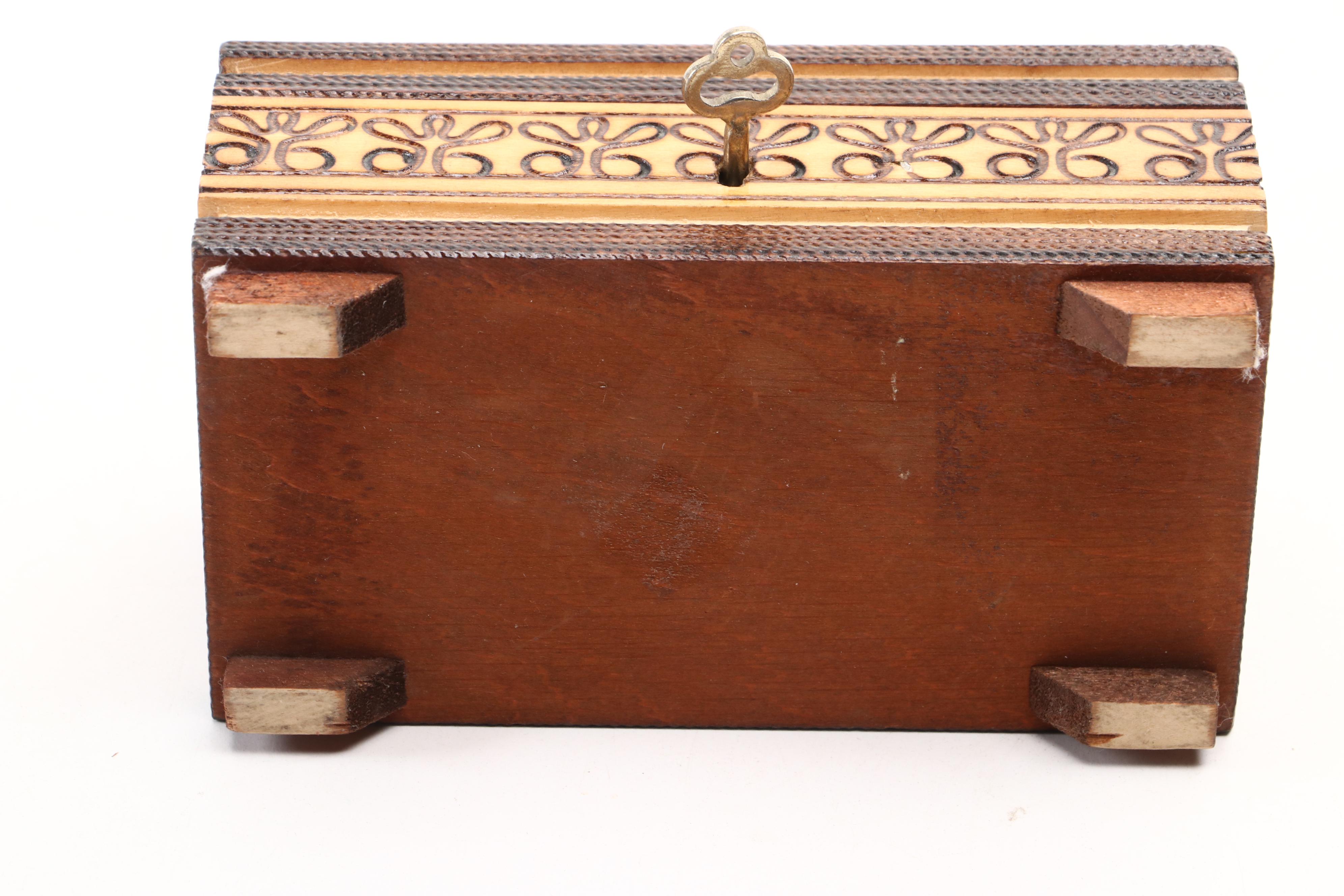 Floral Motif Wood Cigarette Box with Decorative Wood Boxes