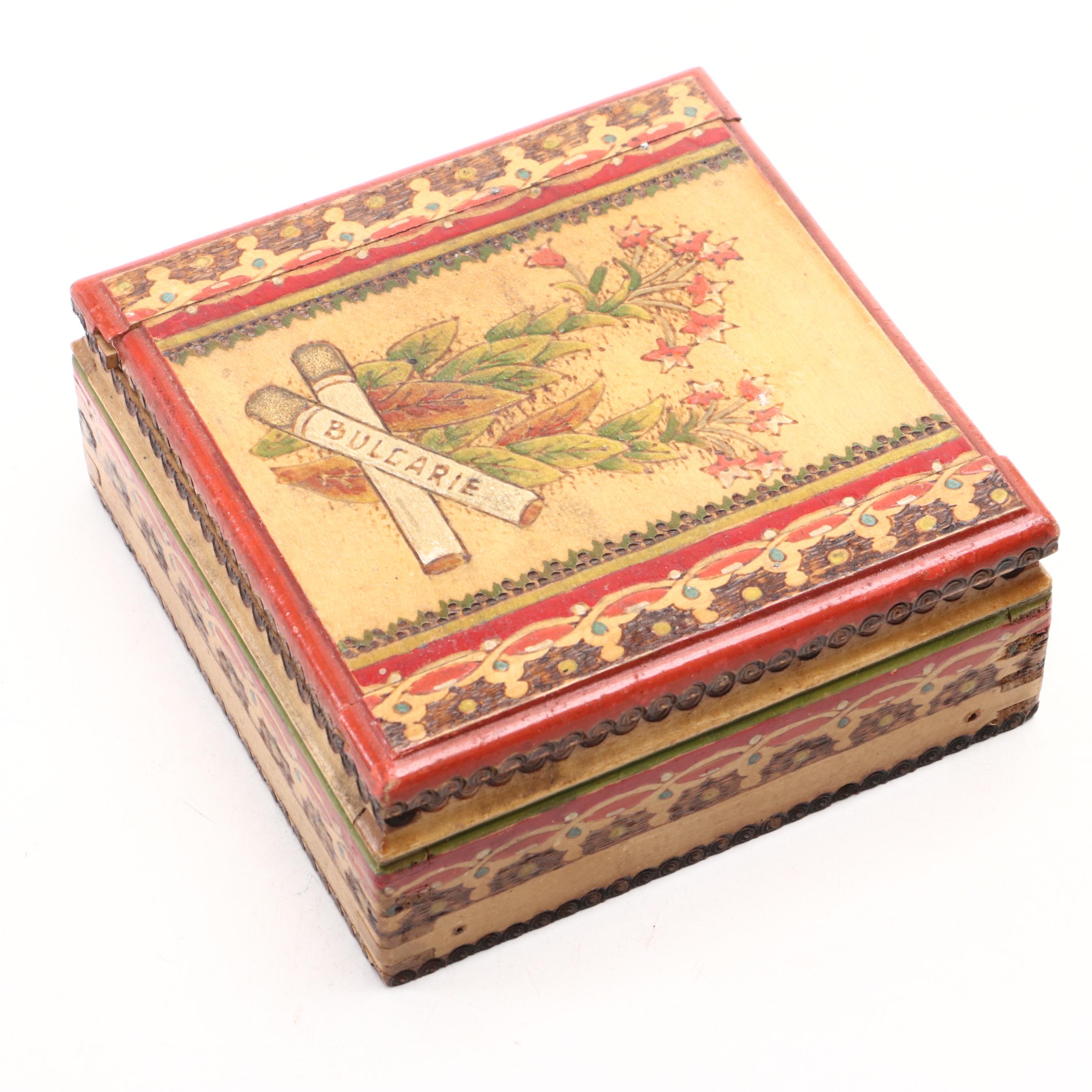 Floral Motif Wood Cigarette Box with Decorative Wood Boxes