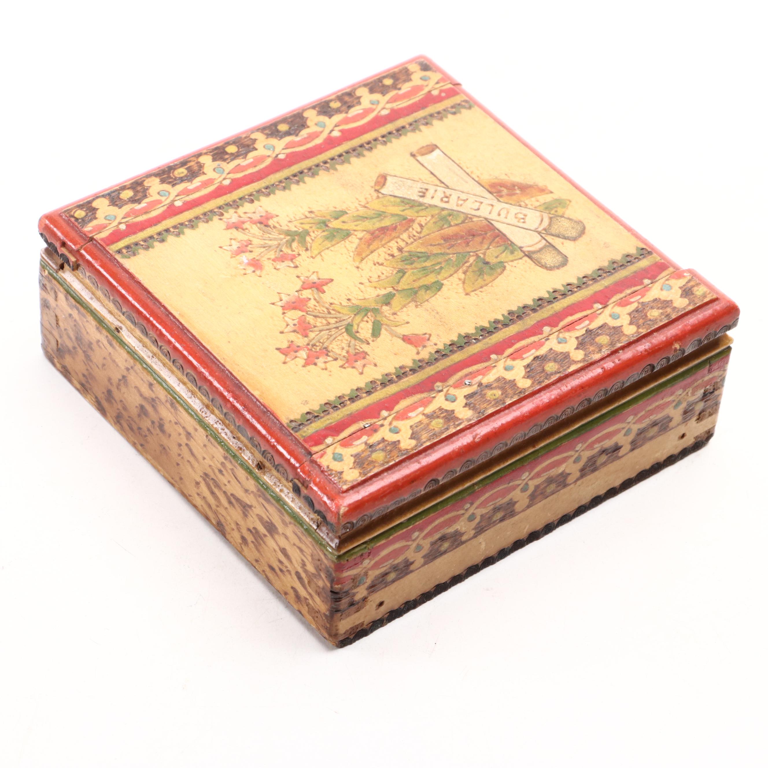 Floral Motif Wood Cigarette Box with Decorative Wood Boxes