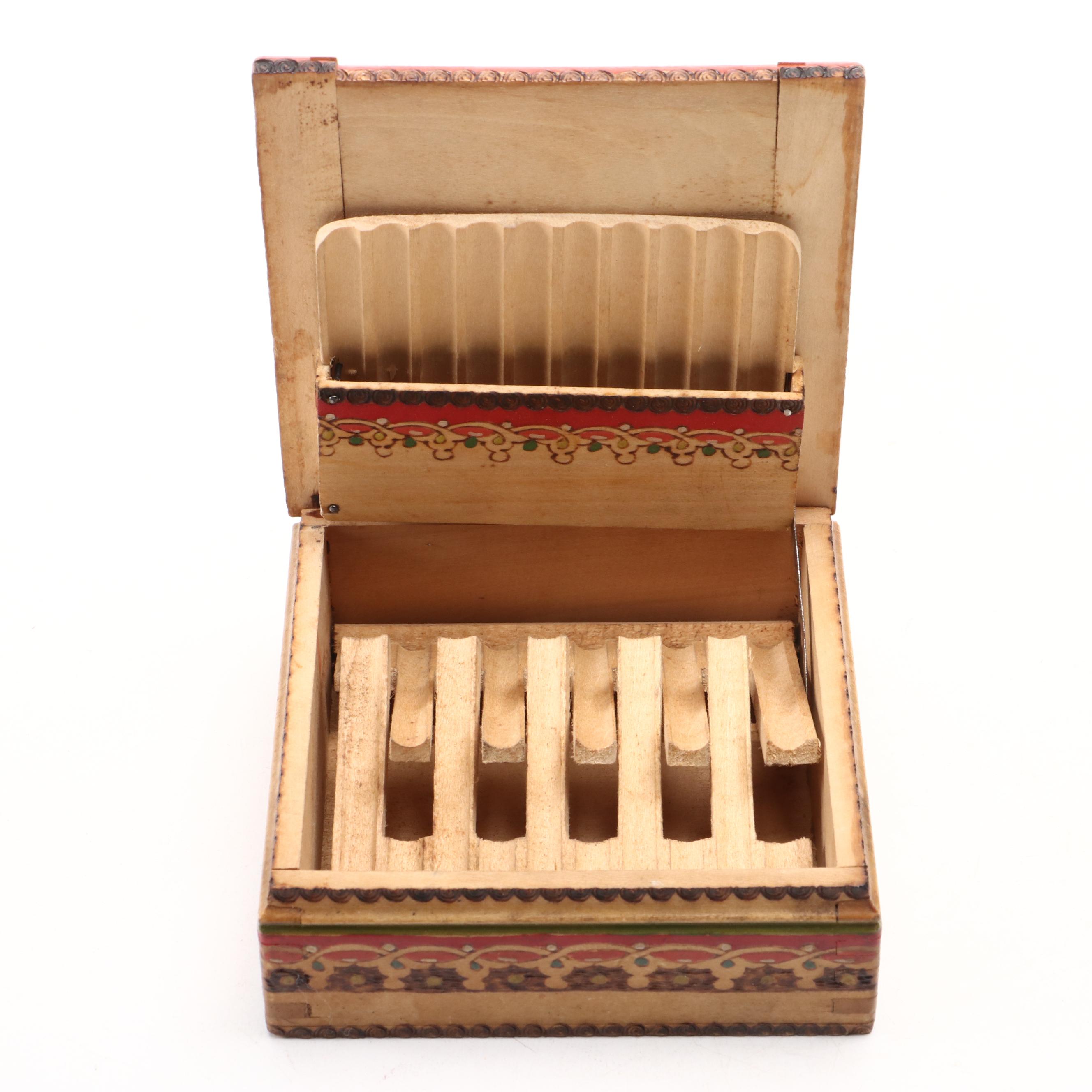 Floral Motif Wood Cigarette Box with Decorative Wood Boxes