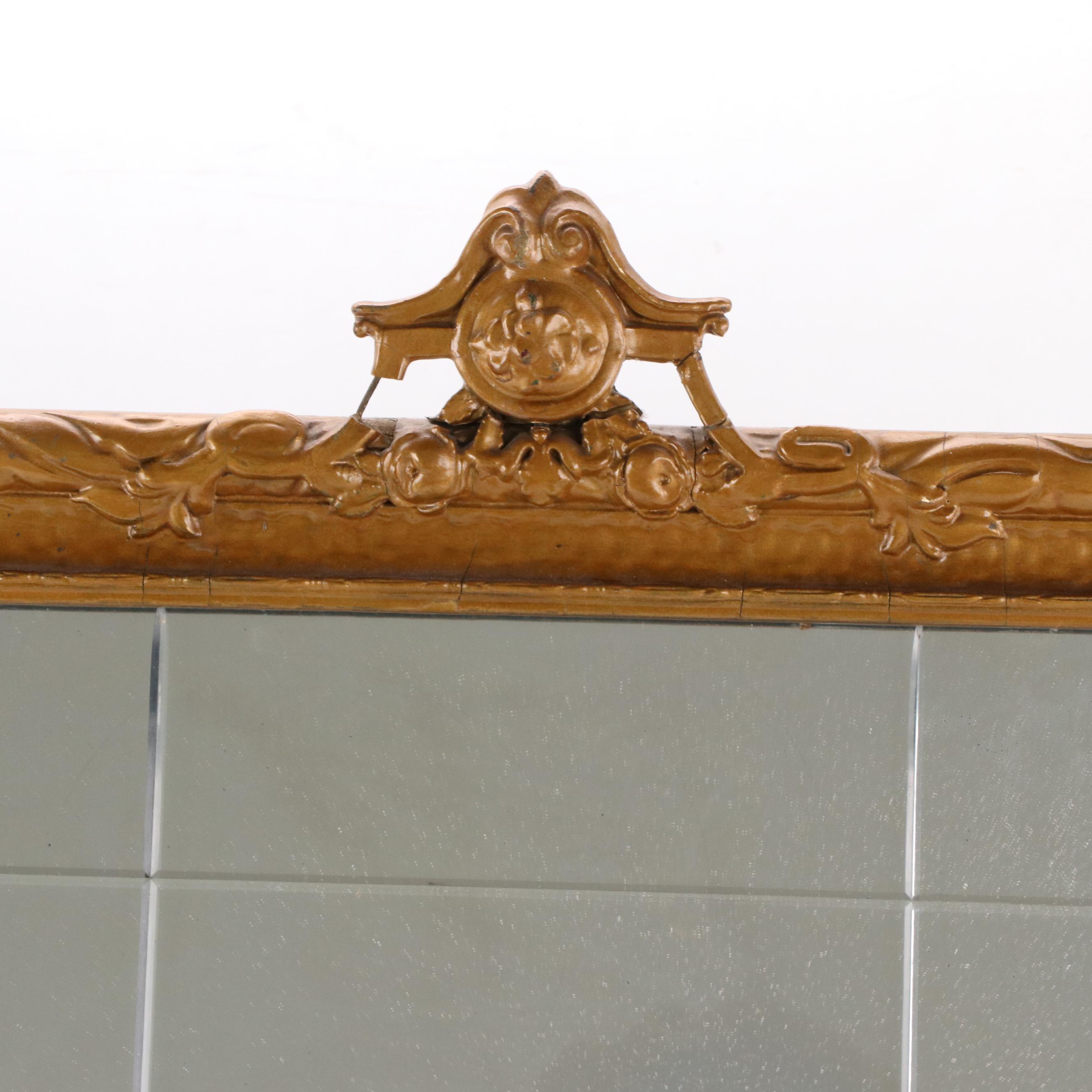 Decorative Beveled Glass Wall Mirror, Circa 1900