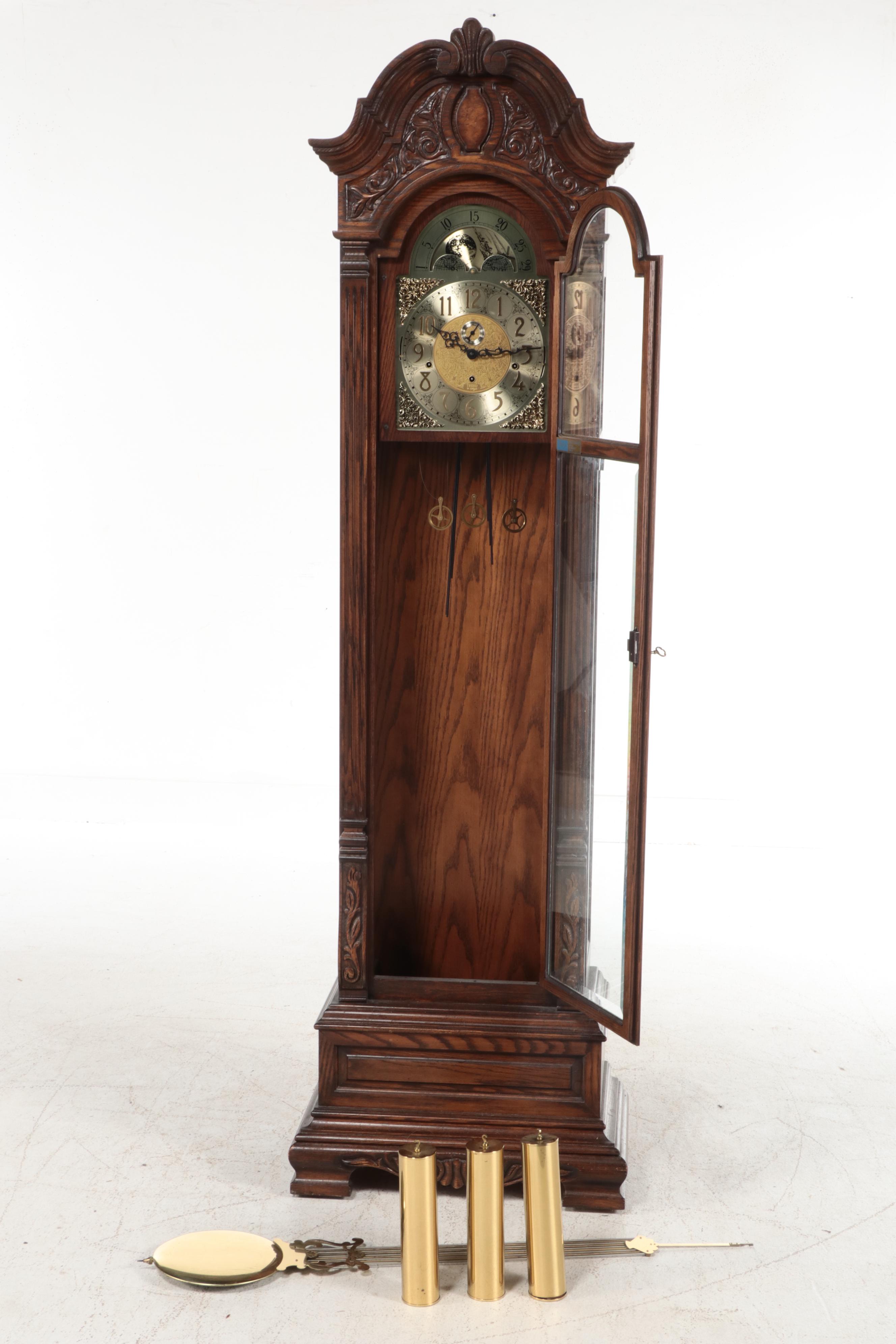 Trend by Sligh Oak Cased Grandfather Clock, Late 20th Century